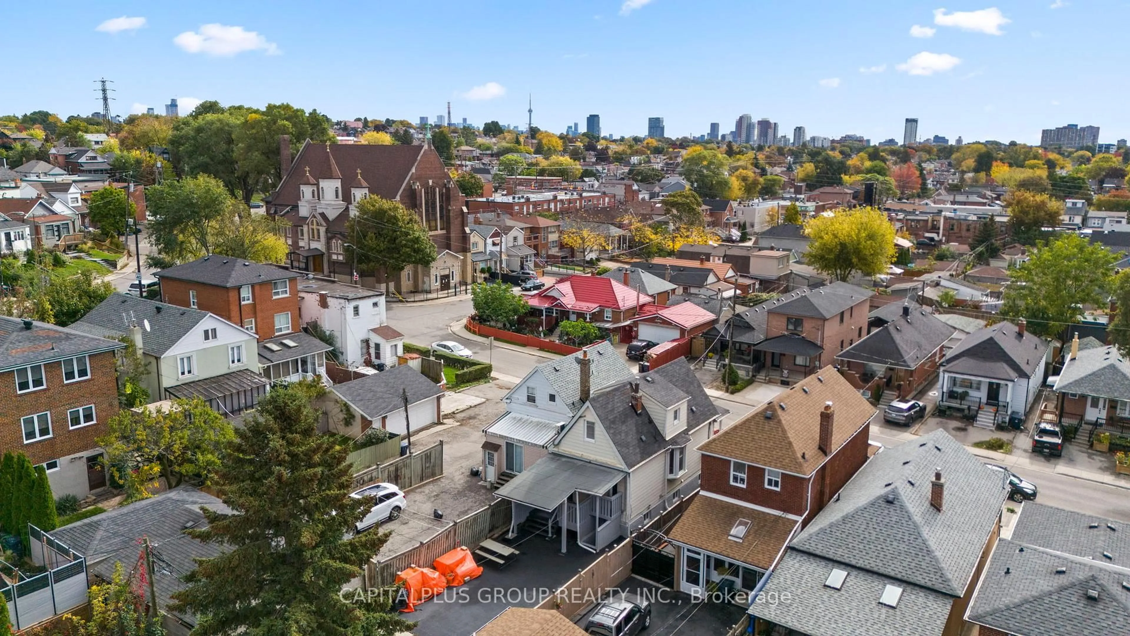 A pic from outside/outdoor area/front of a property/back of a property/a pic from drone, city buildings view from balcony for 20 Kersdale Ave, Toronto Ontario M6M 1C8