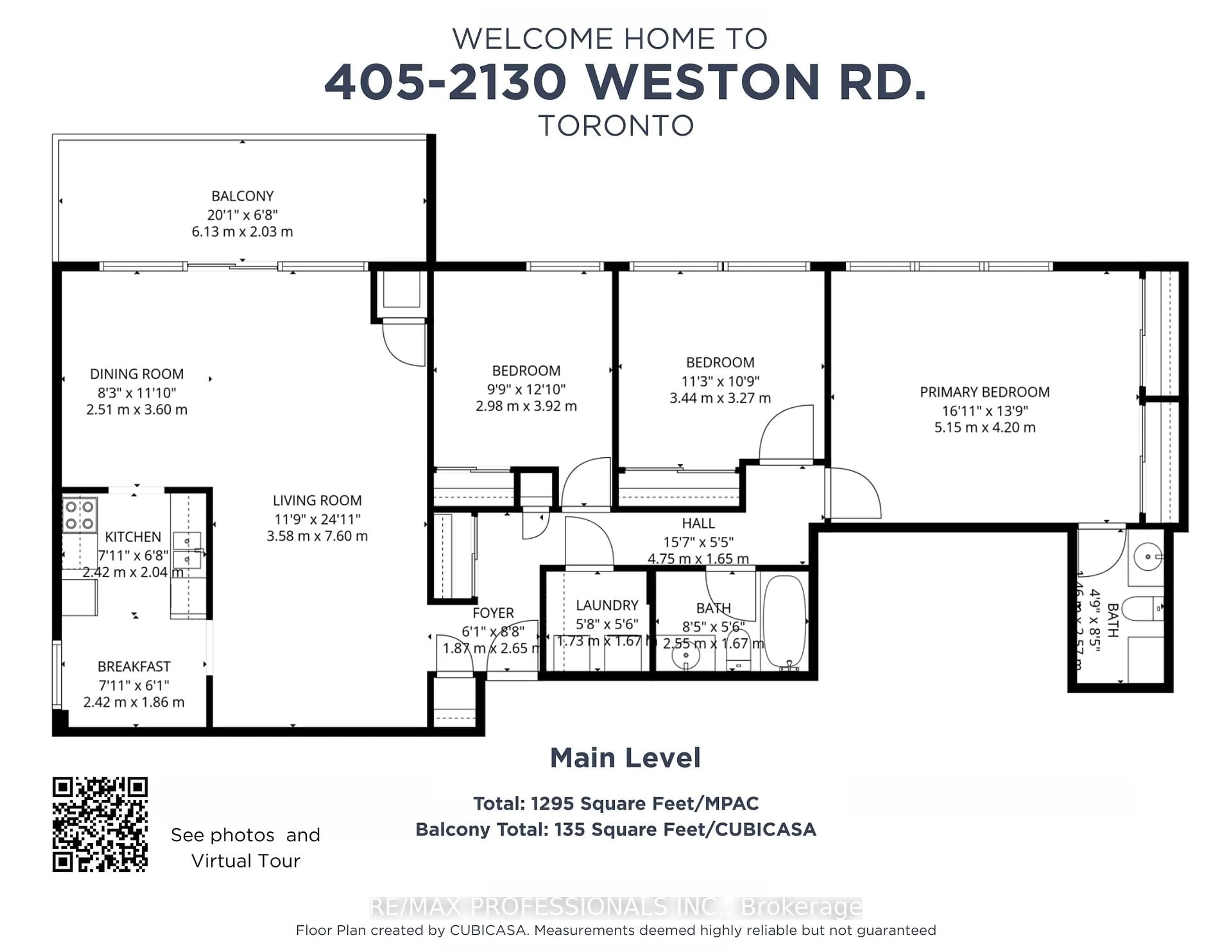 Floor plan for 2130 Weston Rd #405, Toronto Ontario M9N 3R9