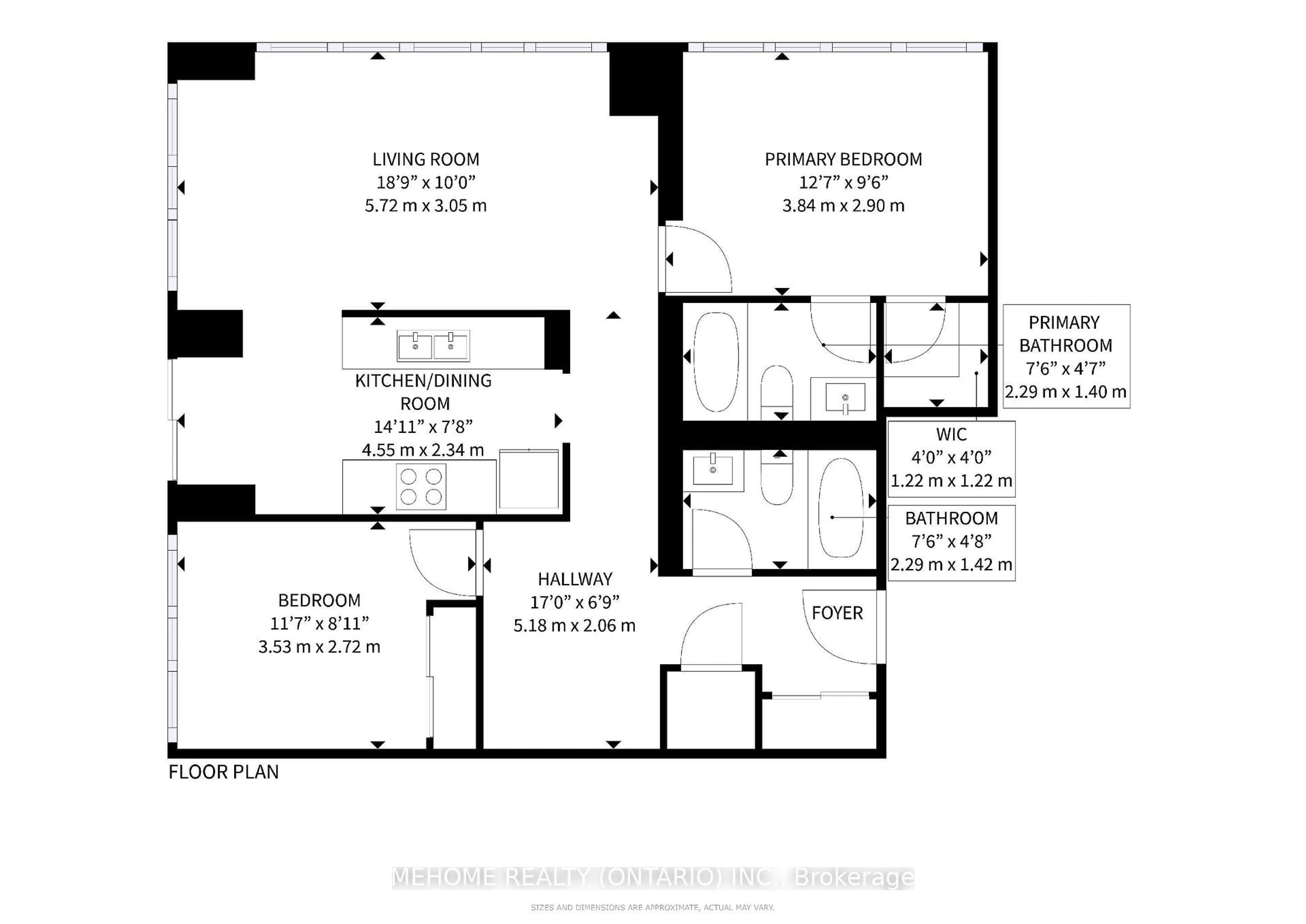 Floor plan for 4065 Brickstone Mews #806, Mississauga Ontario L5B 0G3