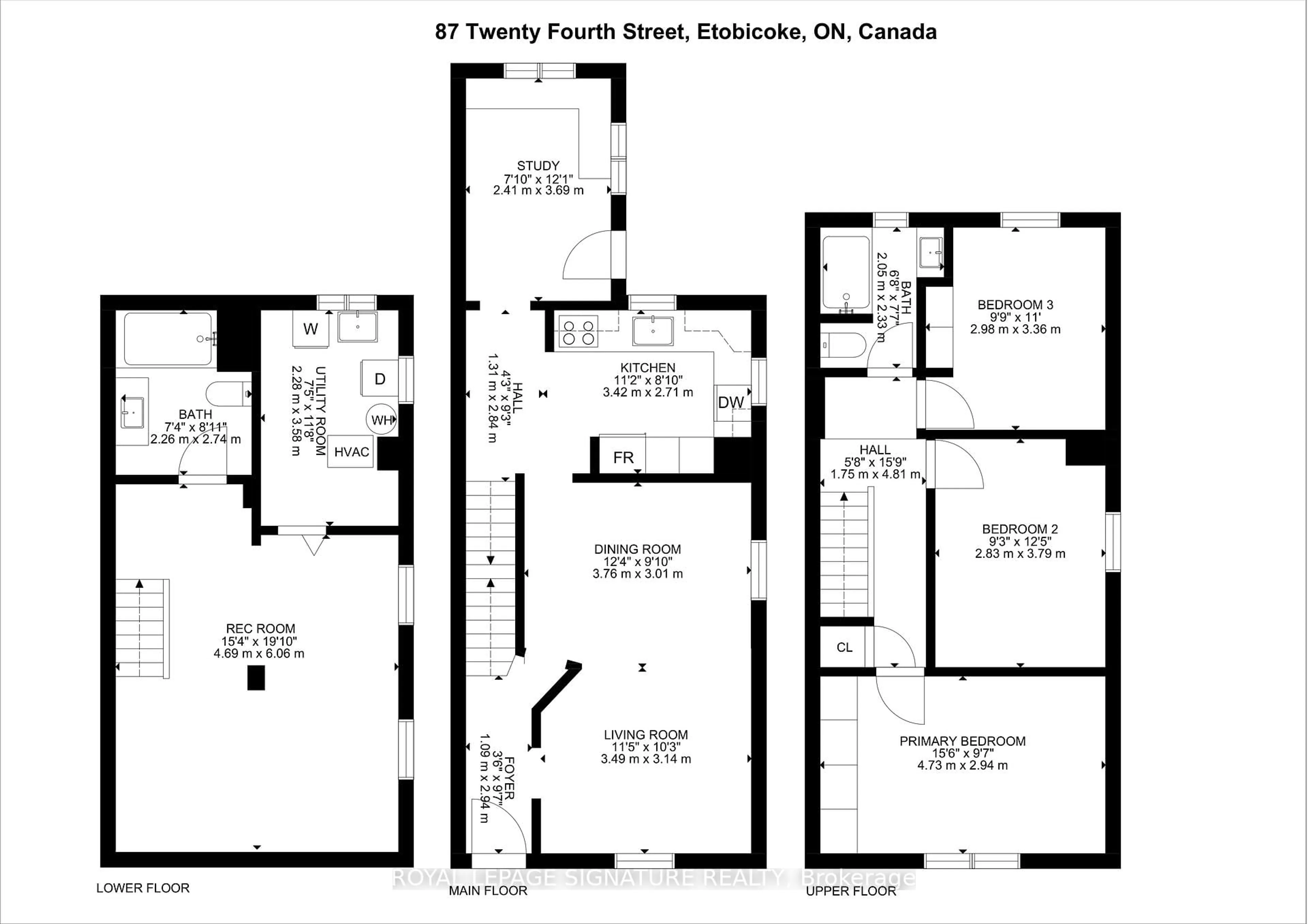 Floor plan for 87 Twenty Fourth St, Toronto Ontario M8V 3N7