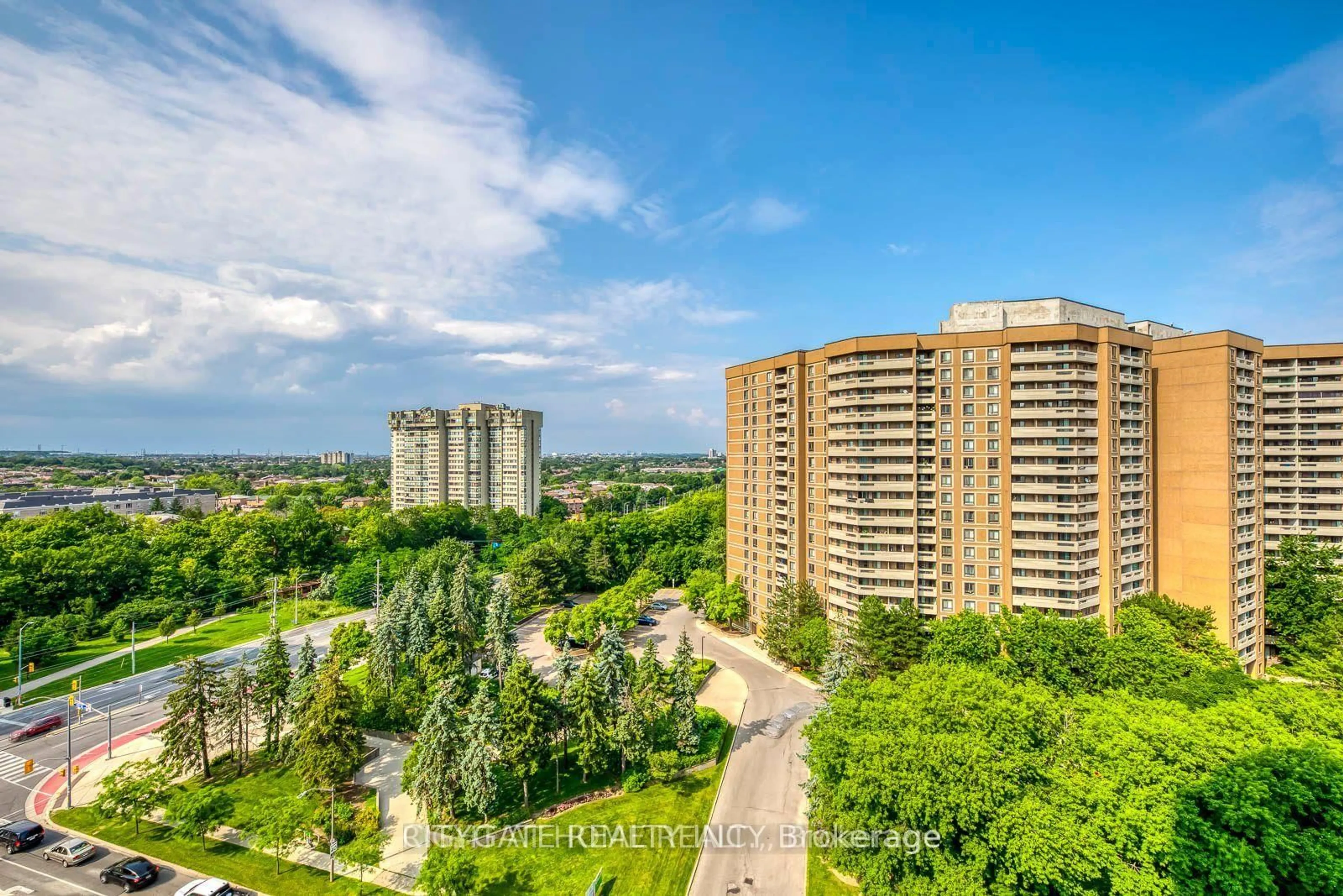 A pic from outside/outdoor area/front of a property/back of a property/a pic from drone, city buildings view from balcony for 3700 Kaneff Cres #1412, Mississauga Ontario L5A 4B8