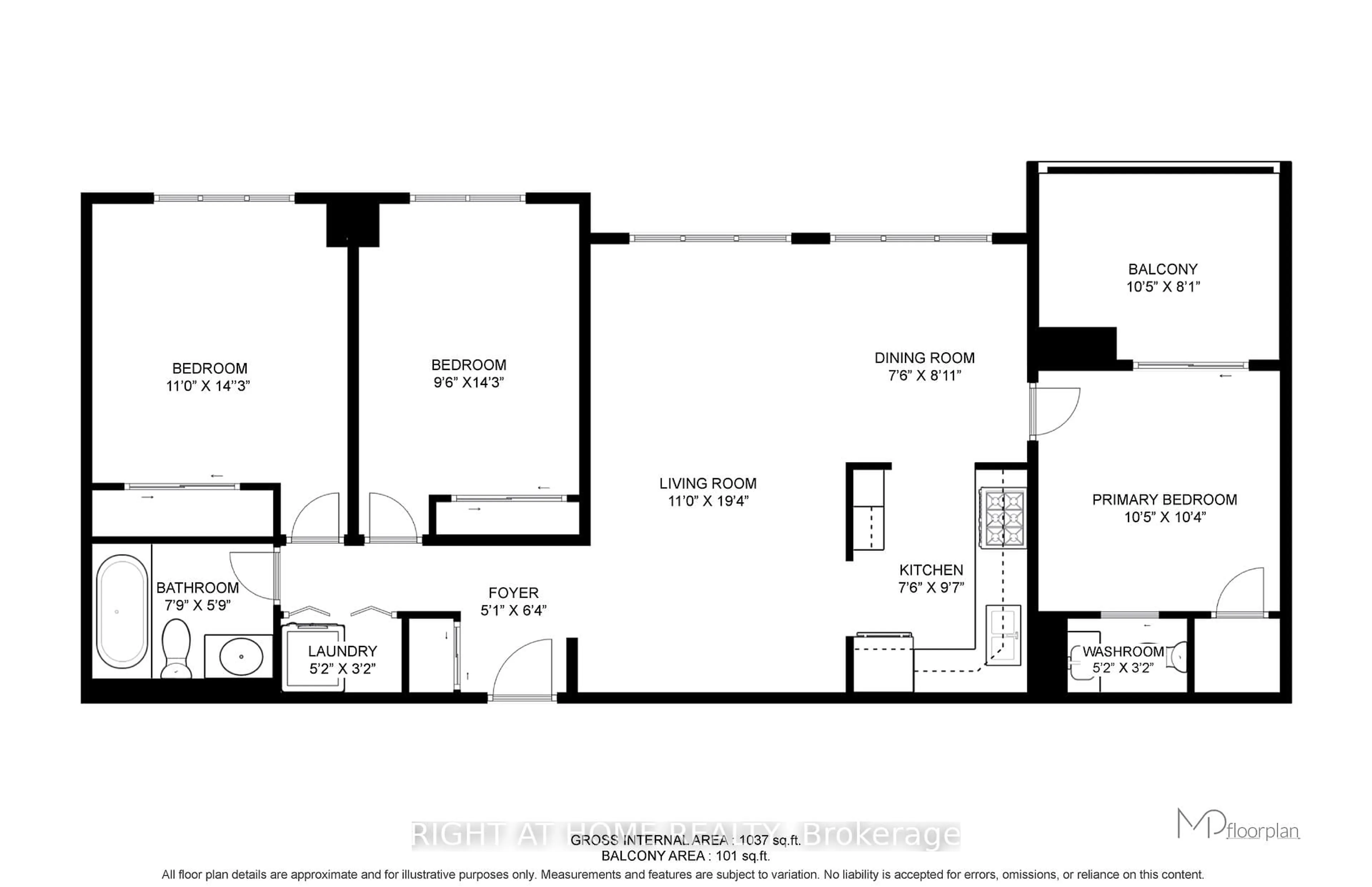 Floor plan for 3590 Kaneff Cres #1209, Mississauga Ontario L5A 3X3