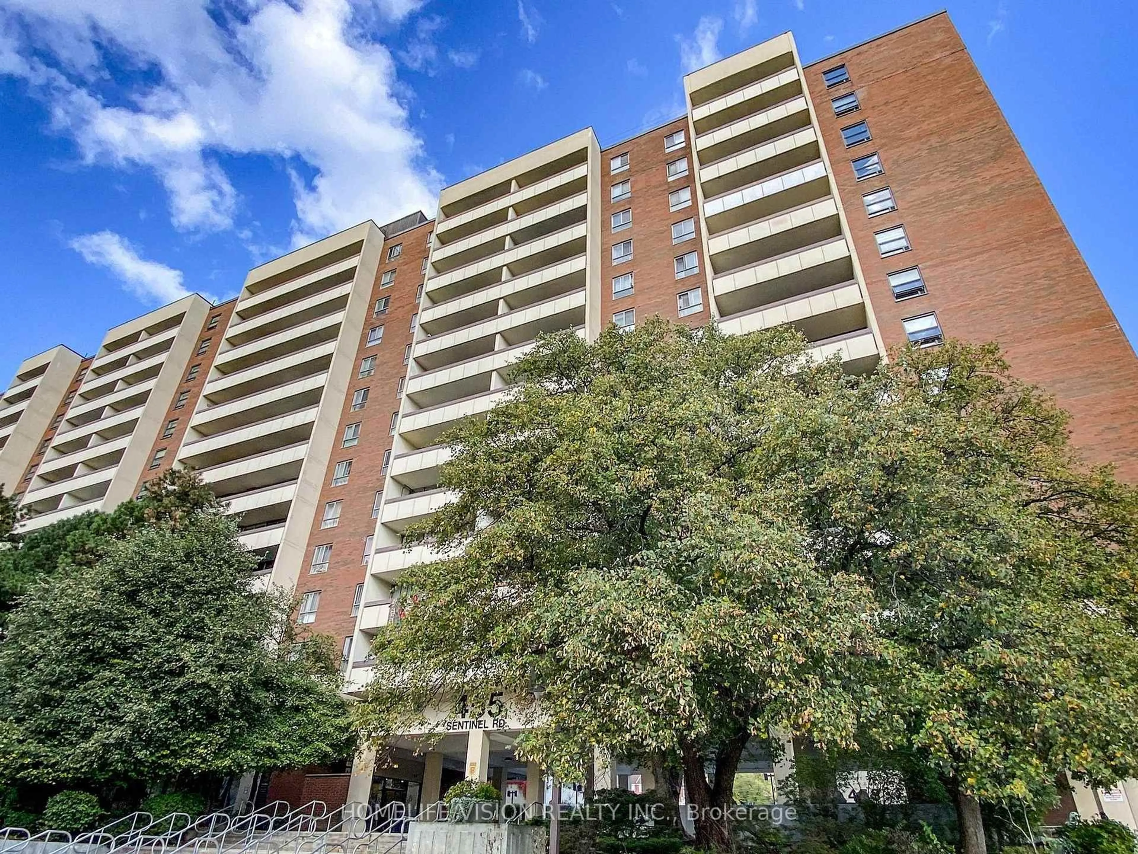 A pic from outside/outdoor area/front of a property/back of a property/a pic from drone, unknown for 455 Sentinel Rd #1101, Toronto Ontario M3J 1V5