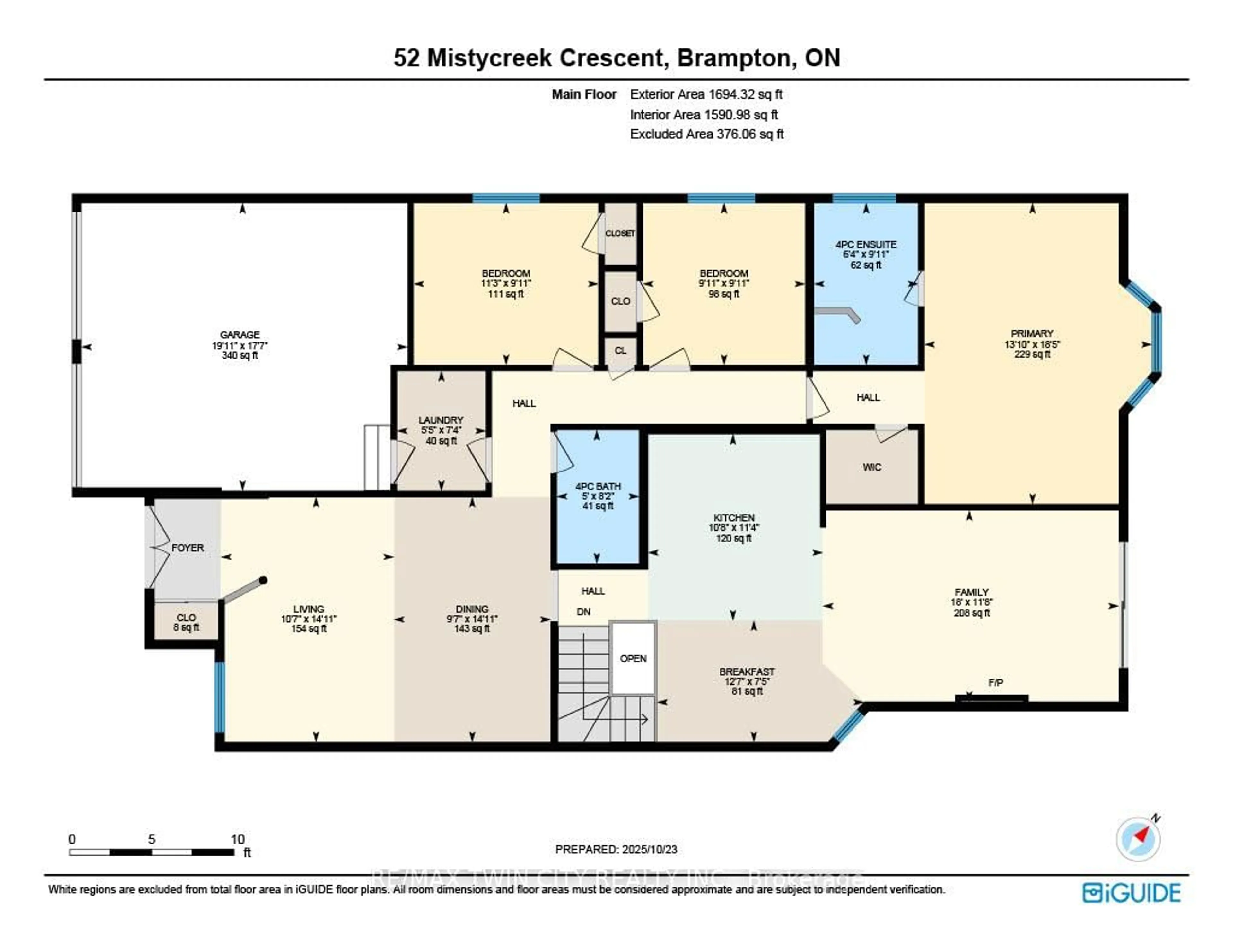Floor plan for 52 Mistycreek Cres, Brampton Ontario L7A 3E8