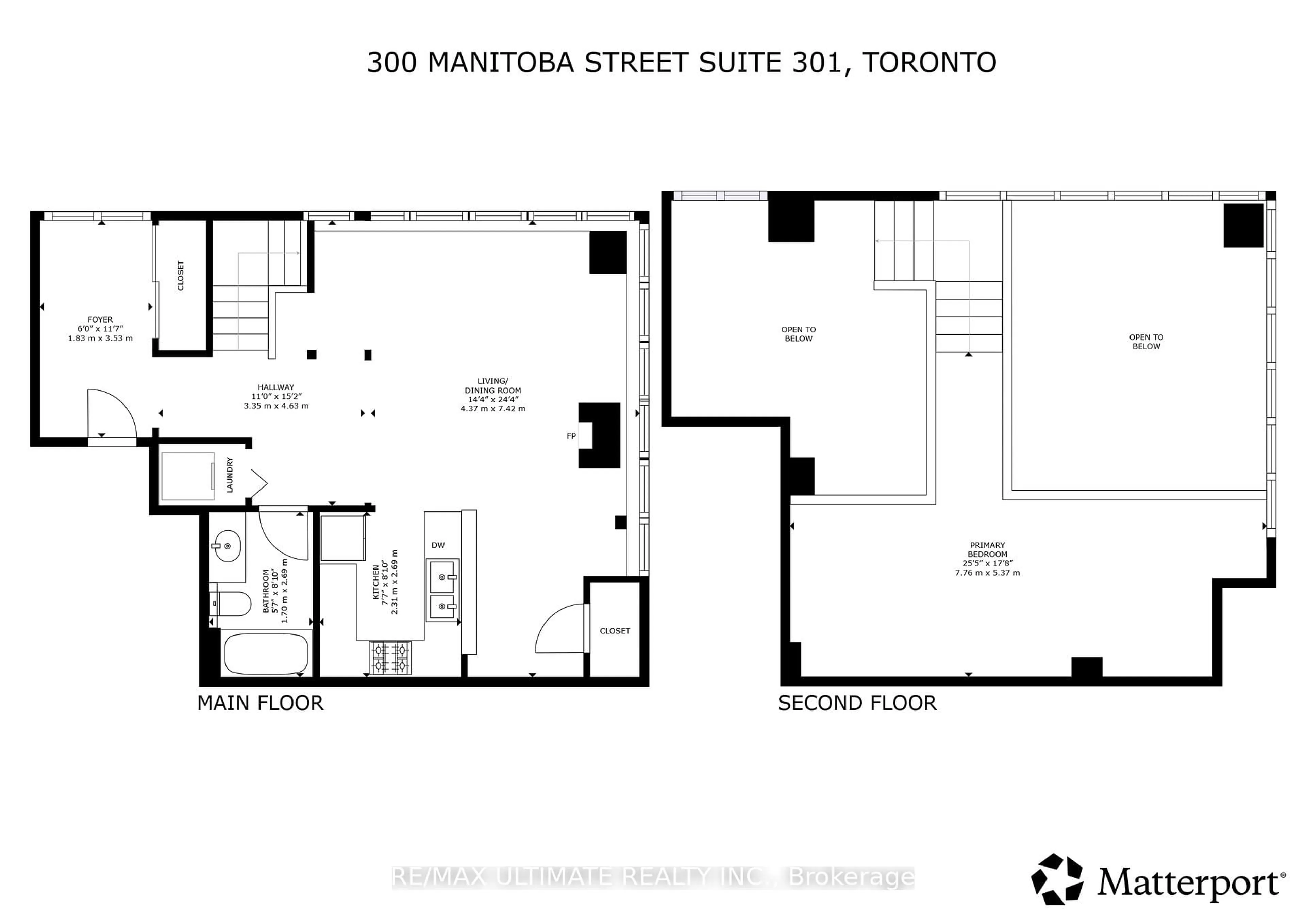 Floor plan for 300 Manitoba St #301, Toronto Ontario M8Y 4G6