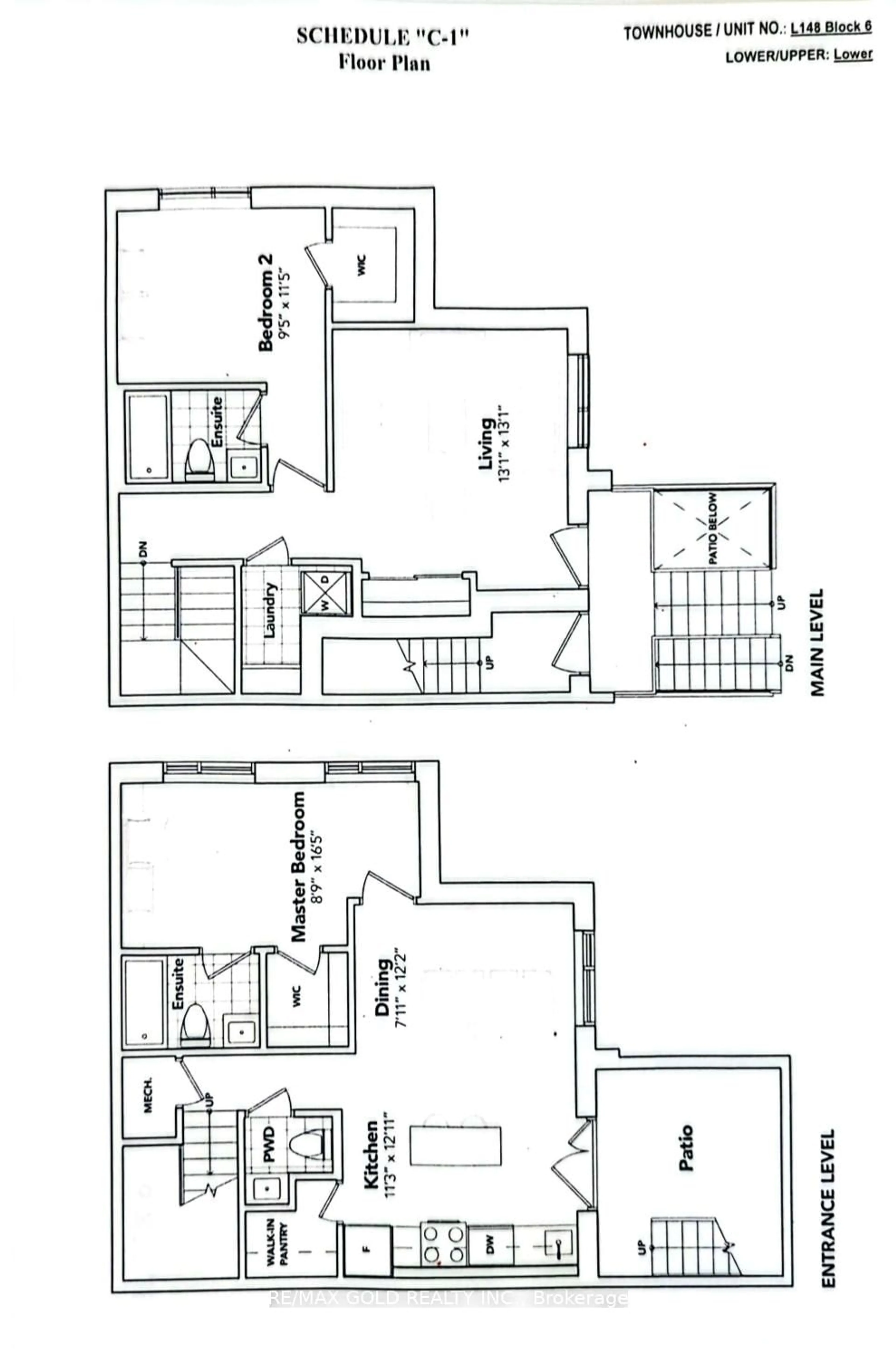 Floor plan for 1075 Douglas Mccurdy Comm #148, Mississauga Ontario L5G 0C6
