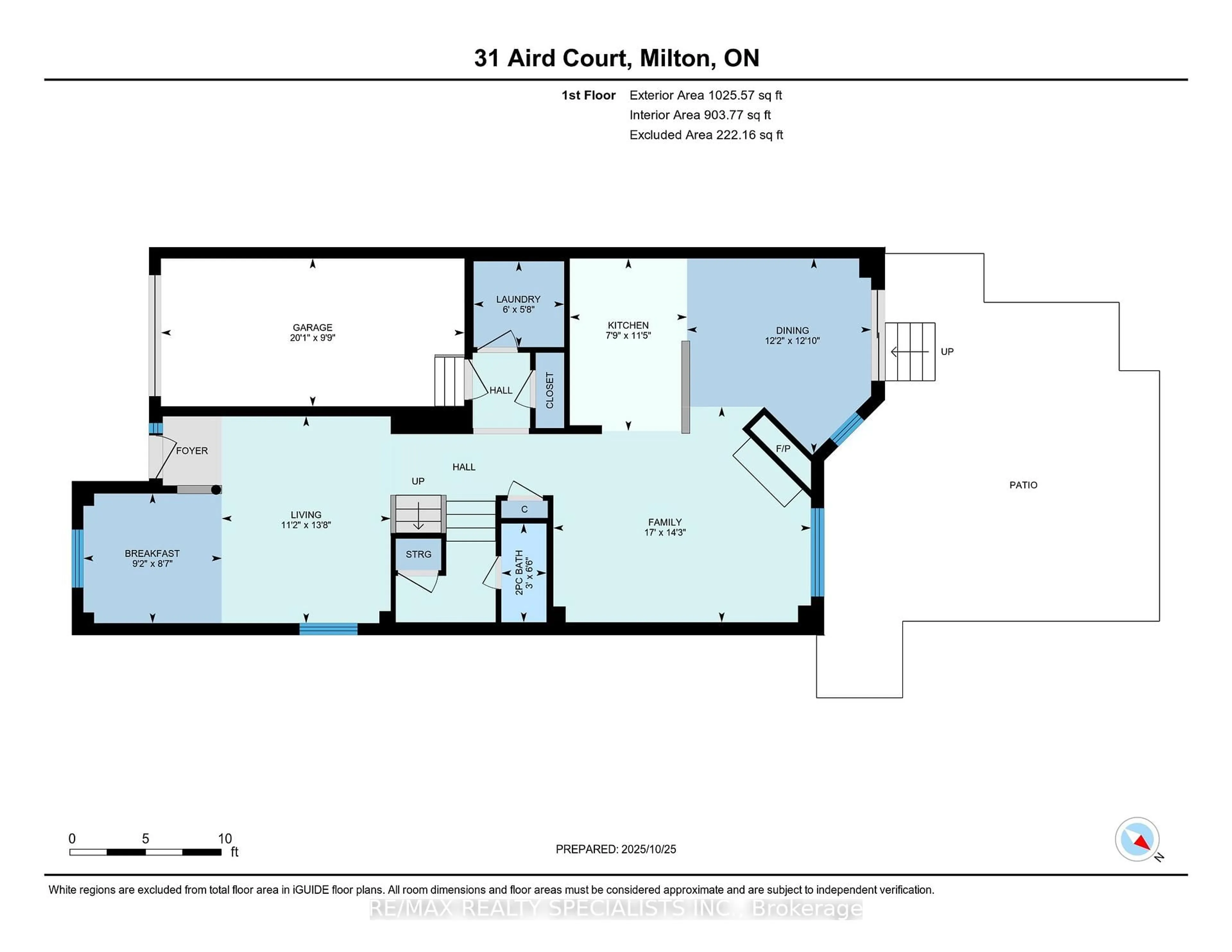 Floor plan for 31 Aird Crt, Milton Ontario L9T 3Y1