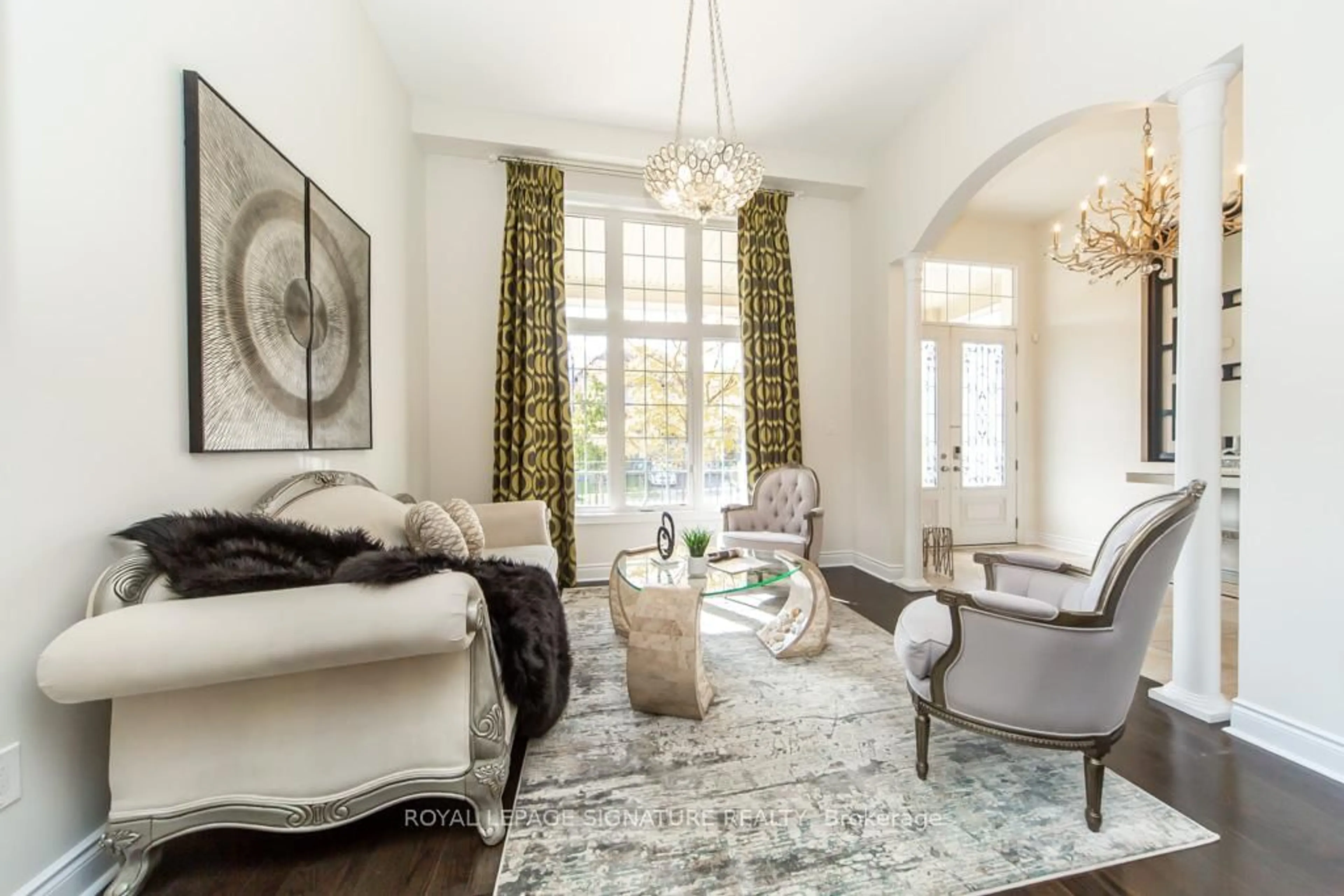 Living room with furniture, carpet floor for 37 Royal Dr, Brampton Ontario L6X 0Z8