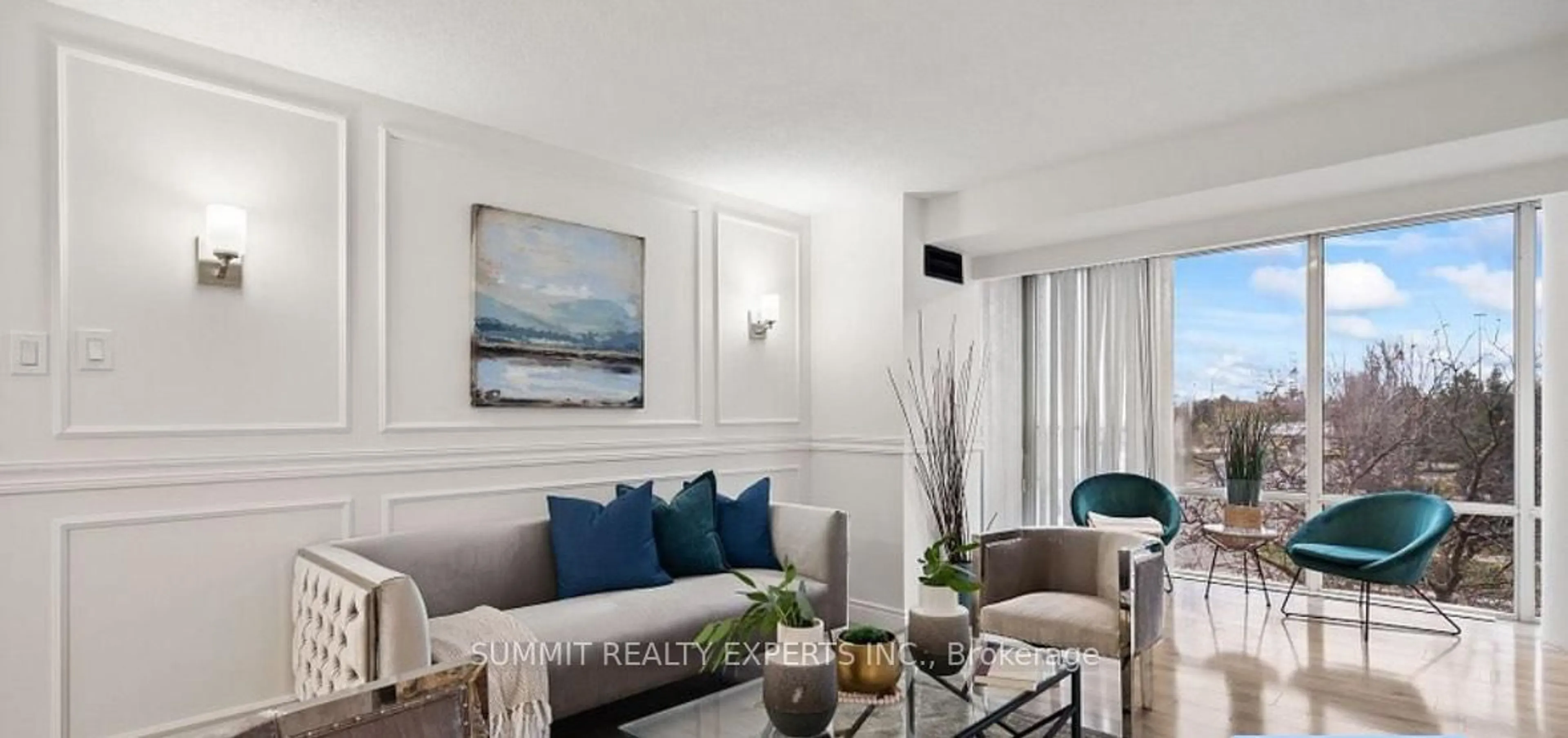 Living room with furniture, unknown for 350 Rathburn Rd #307, Mississauga Ontario L5B 3Y2