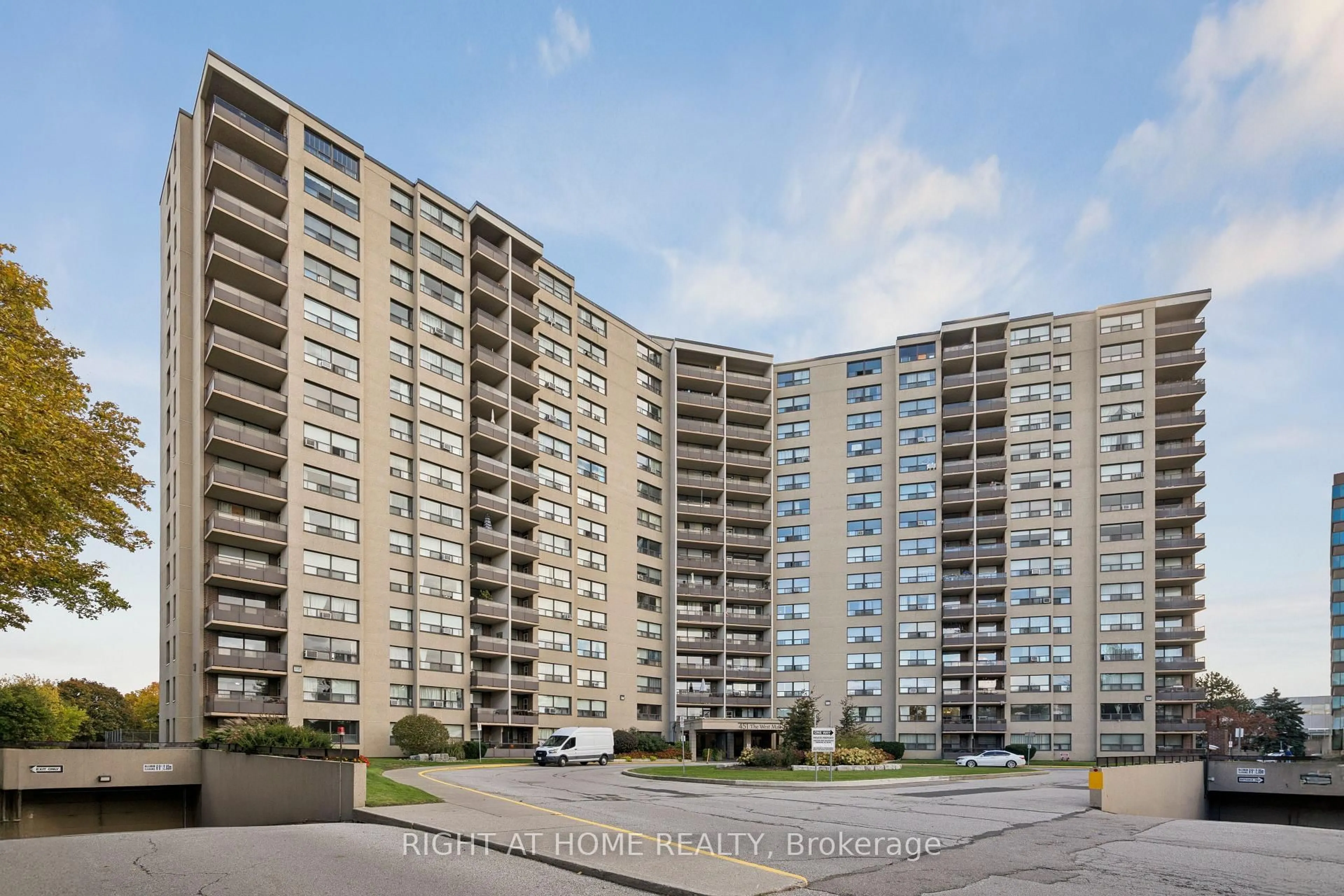 A pic from outside/outdoor area/front of a property/back of a property/a pic from drone, street for 451 The West Mall #1120, Toronto Ontario M9C 1G1