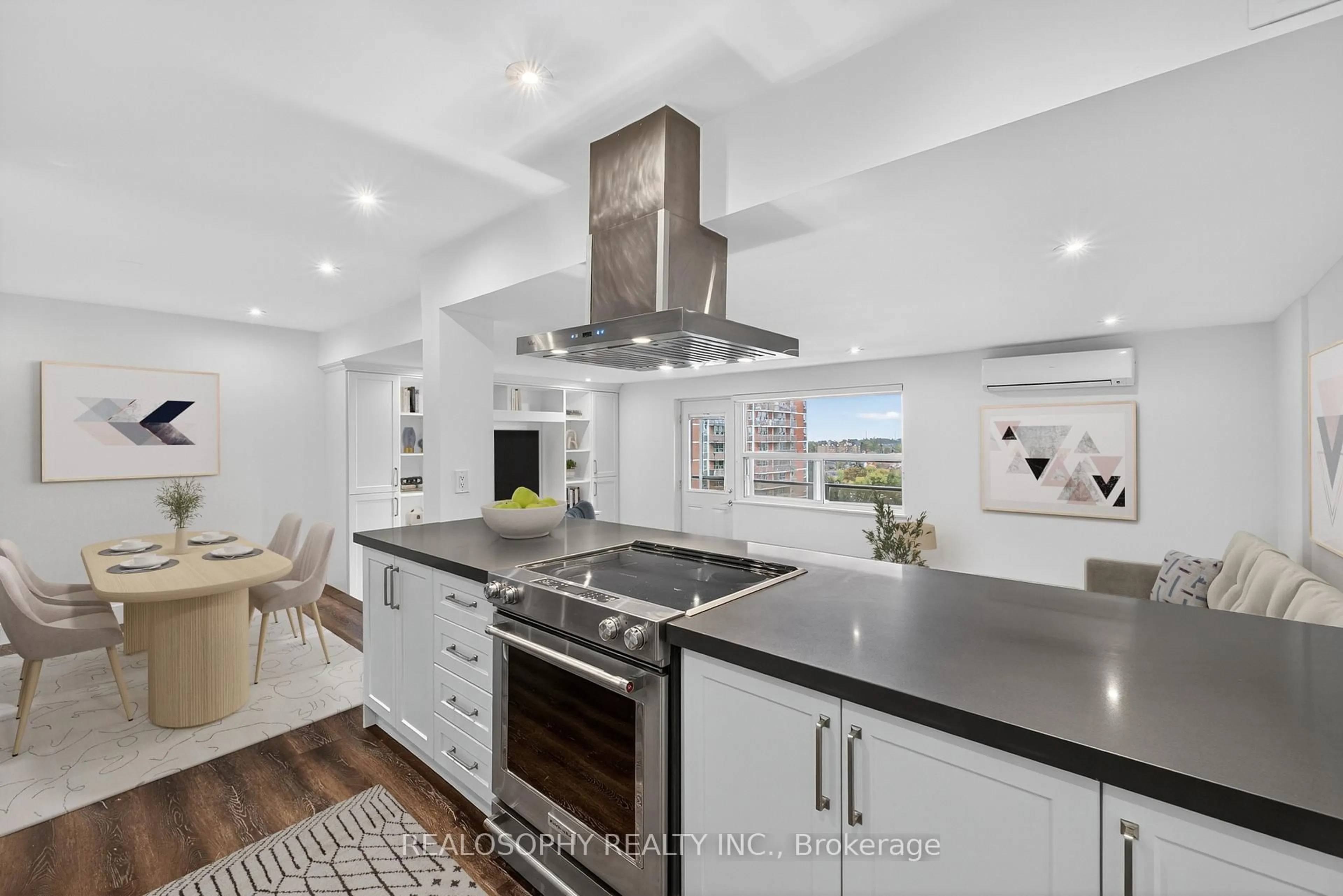 Contemporary kitchen, ceramic/tile floor for 15 Elizabeth St #905, Mississauga Ontario L5G 2Z3