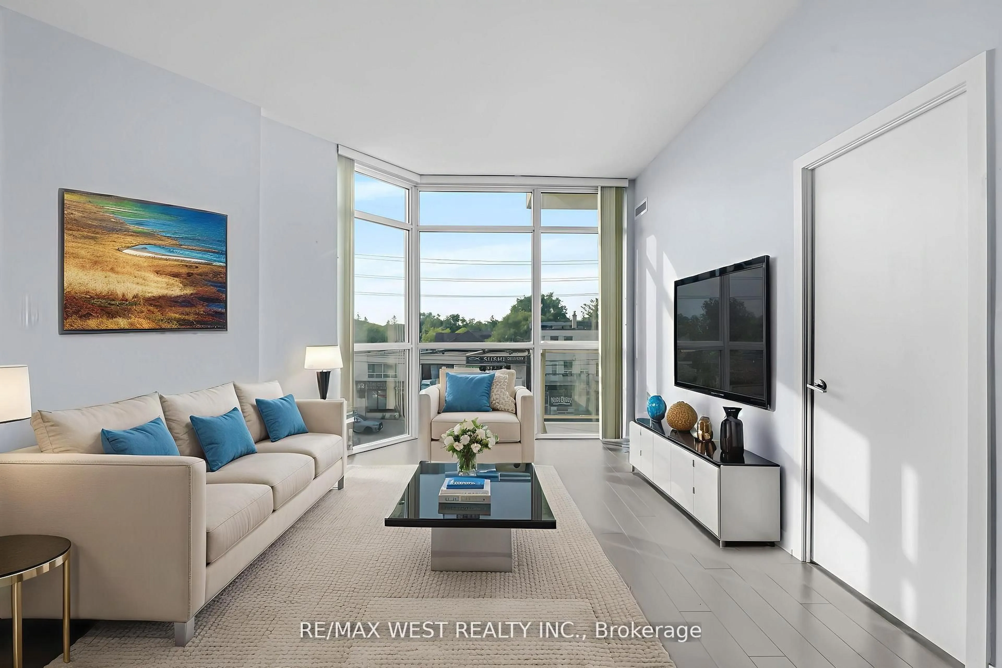 Living room with furniture, unknown for 5101 Dundas St #310, Toronto Ontario M9A 5G8