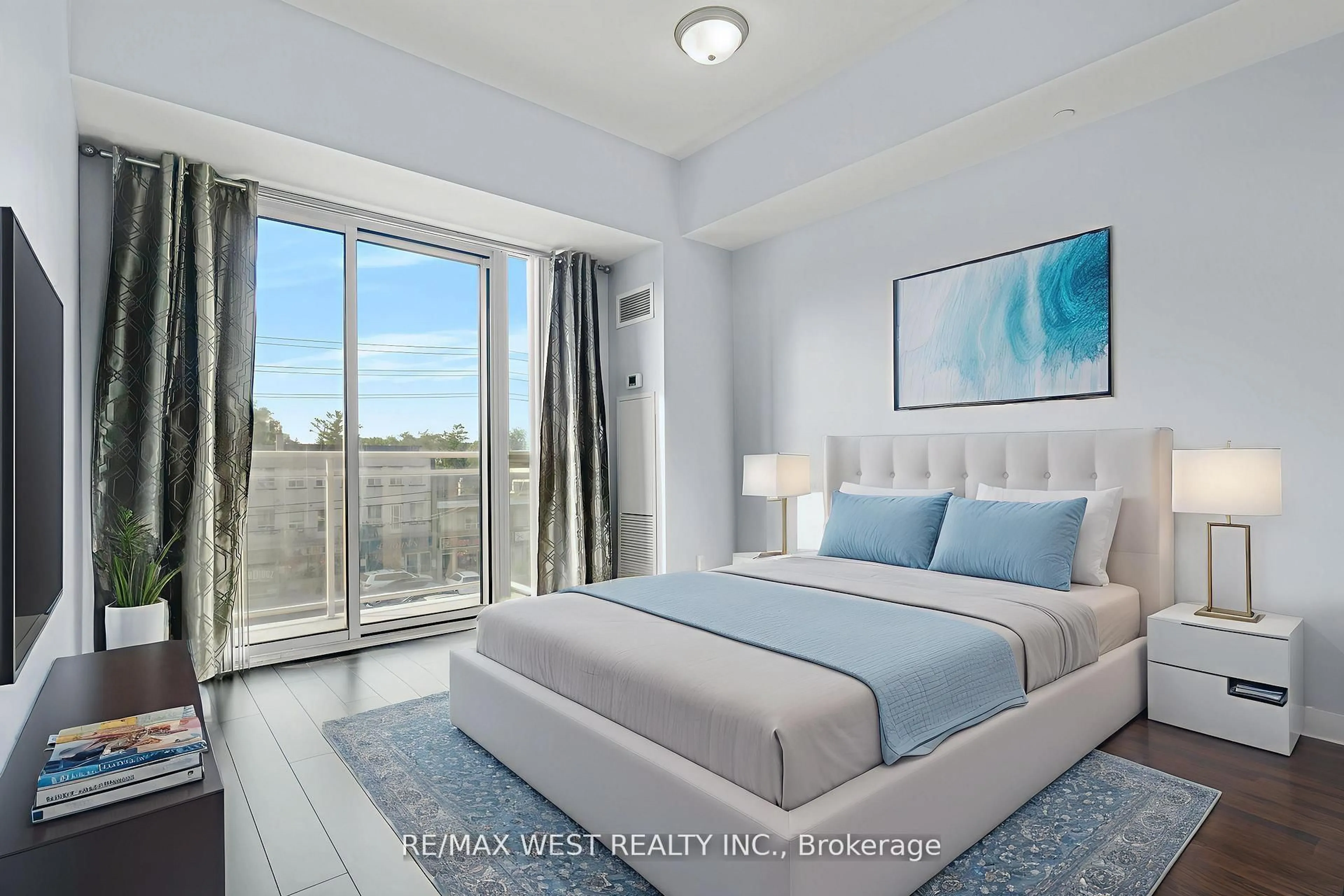 Bedroom with bed, unknown for 5101 Dundas St #310, Toronto Ontario M9A 5G8