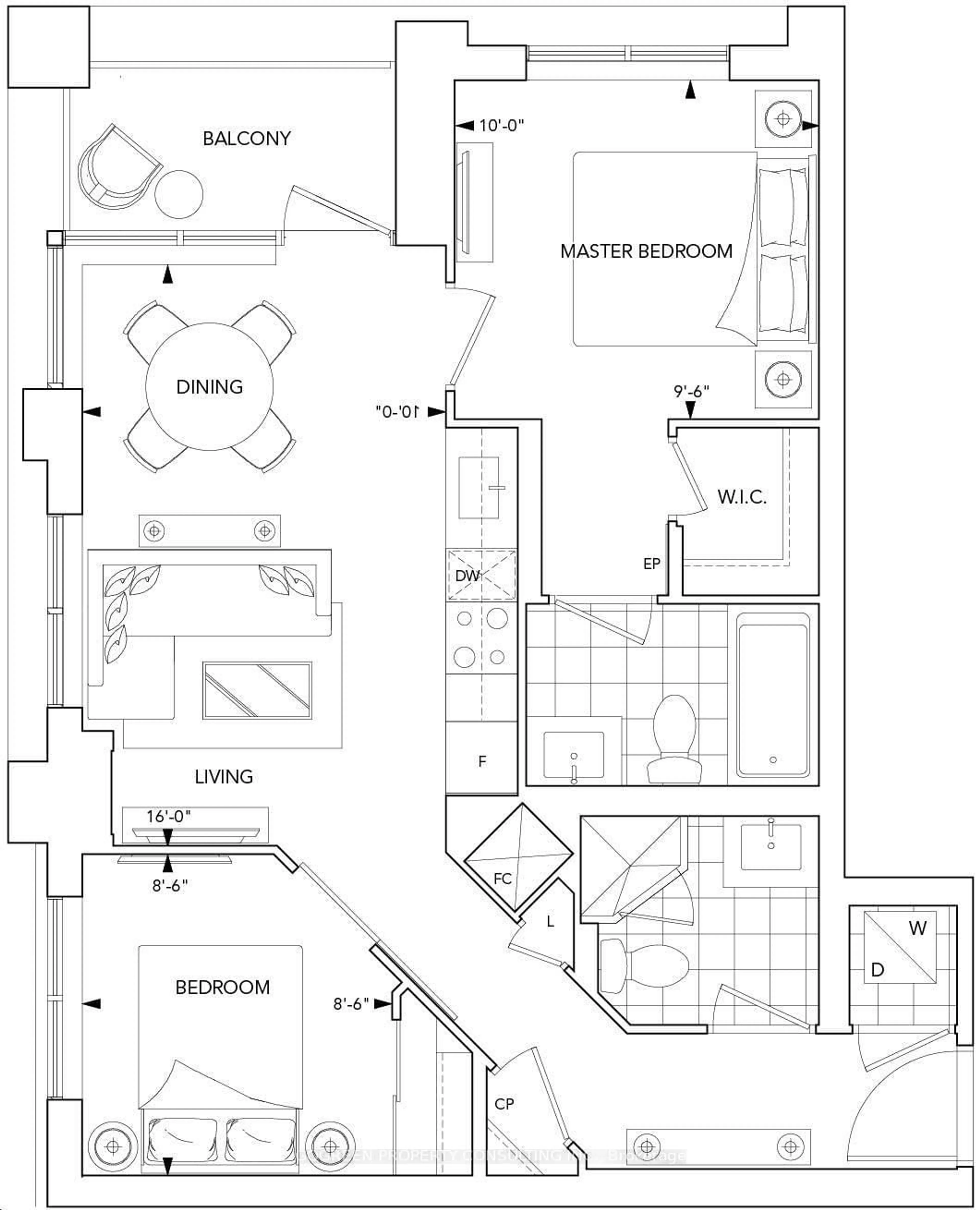 Floor plan for 9 Mabelle Ave #3316, Toronto Ontario M9A 0E1
