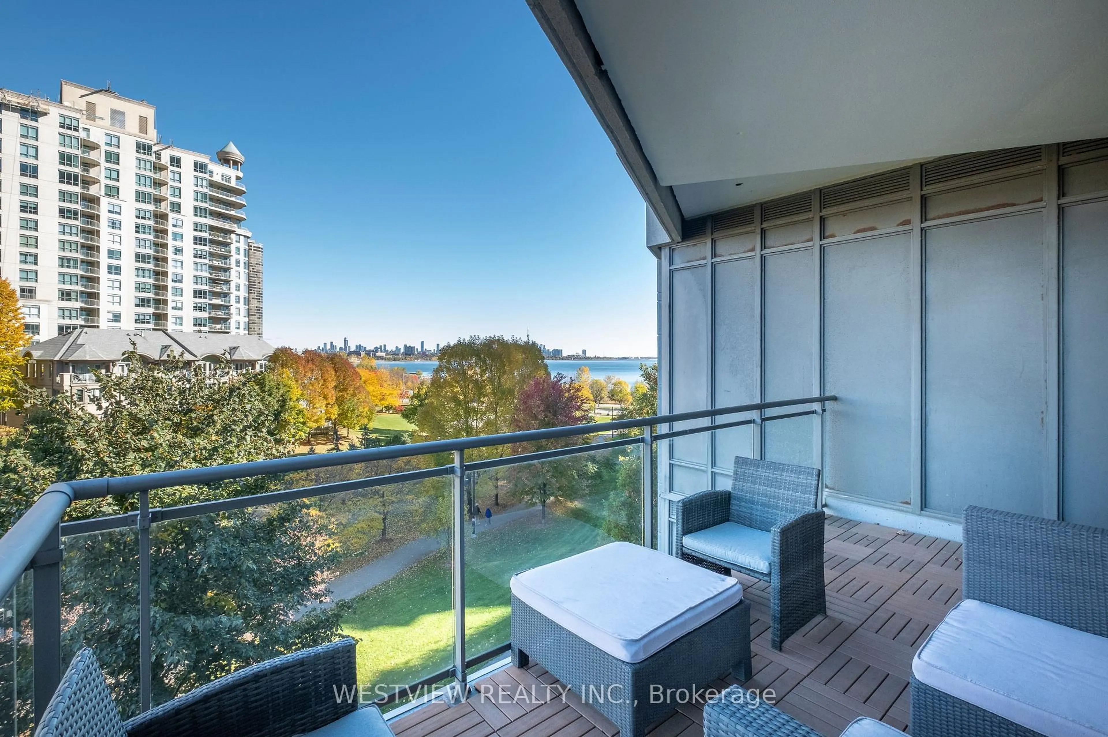 Balcony in the apartment, water/lake/river/ocean view for 2119 Lake Shore Blvd #413, Toronto Ontario M8V 4E8
