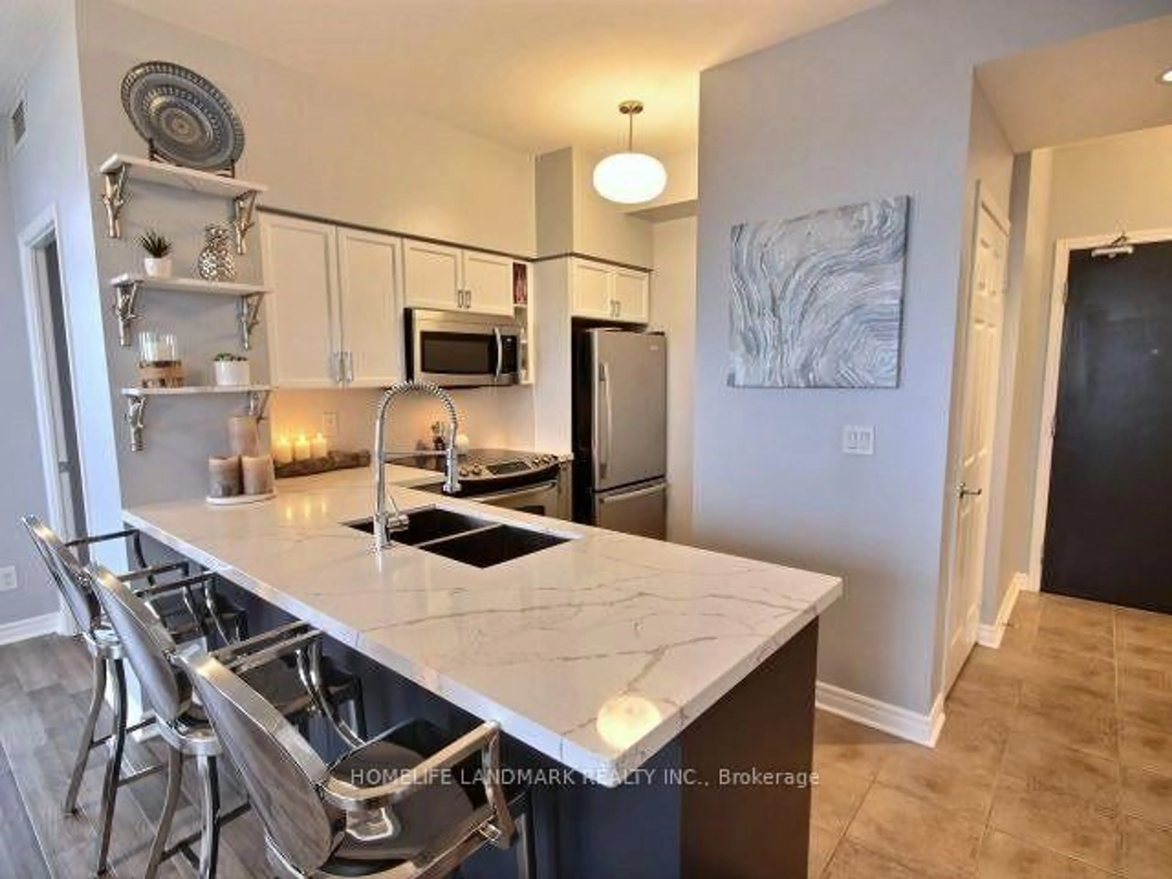 Open concept kitchen, ceramic/tile floor for 388 Prince Of Wales Dr #3603, Mississauga Ontario L5B 0A1