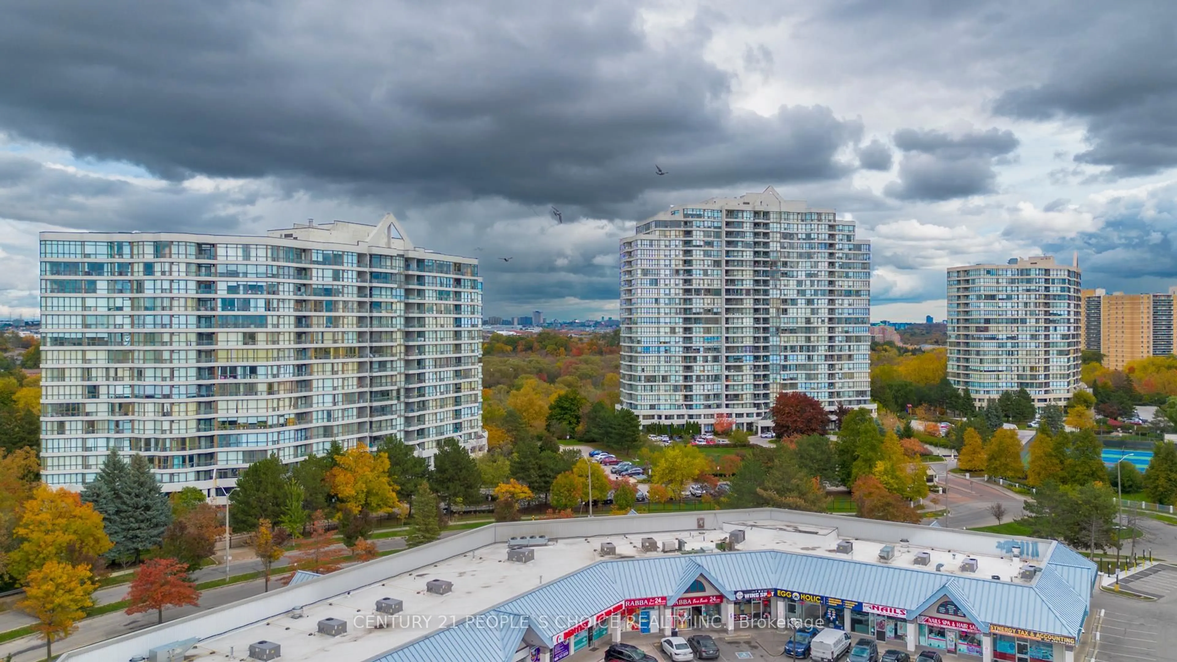 A pic from outside/outdoor area/front of a property/back of a property/a pic from drone, city buildings view from balcony for 5 Rowntree Rd #416, Toronto Ontario M9V 5G9