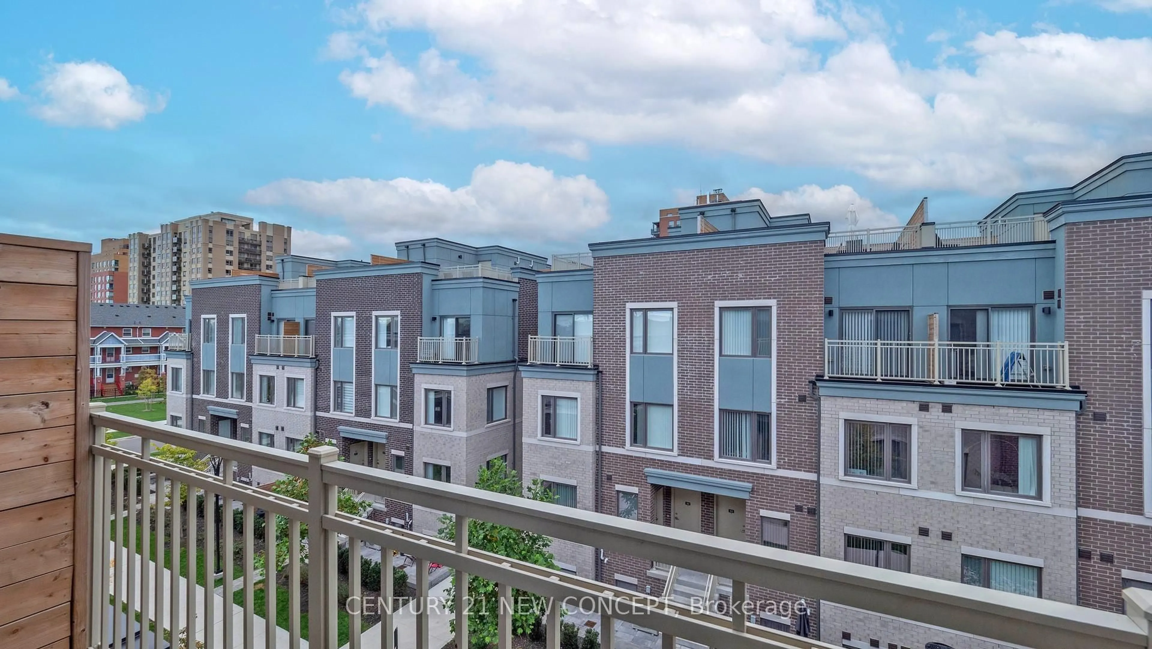 Balcony in the apartment, city buildings view from balcony for 225 Birmingham St #158, Toronto Ontario M8V 0J5