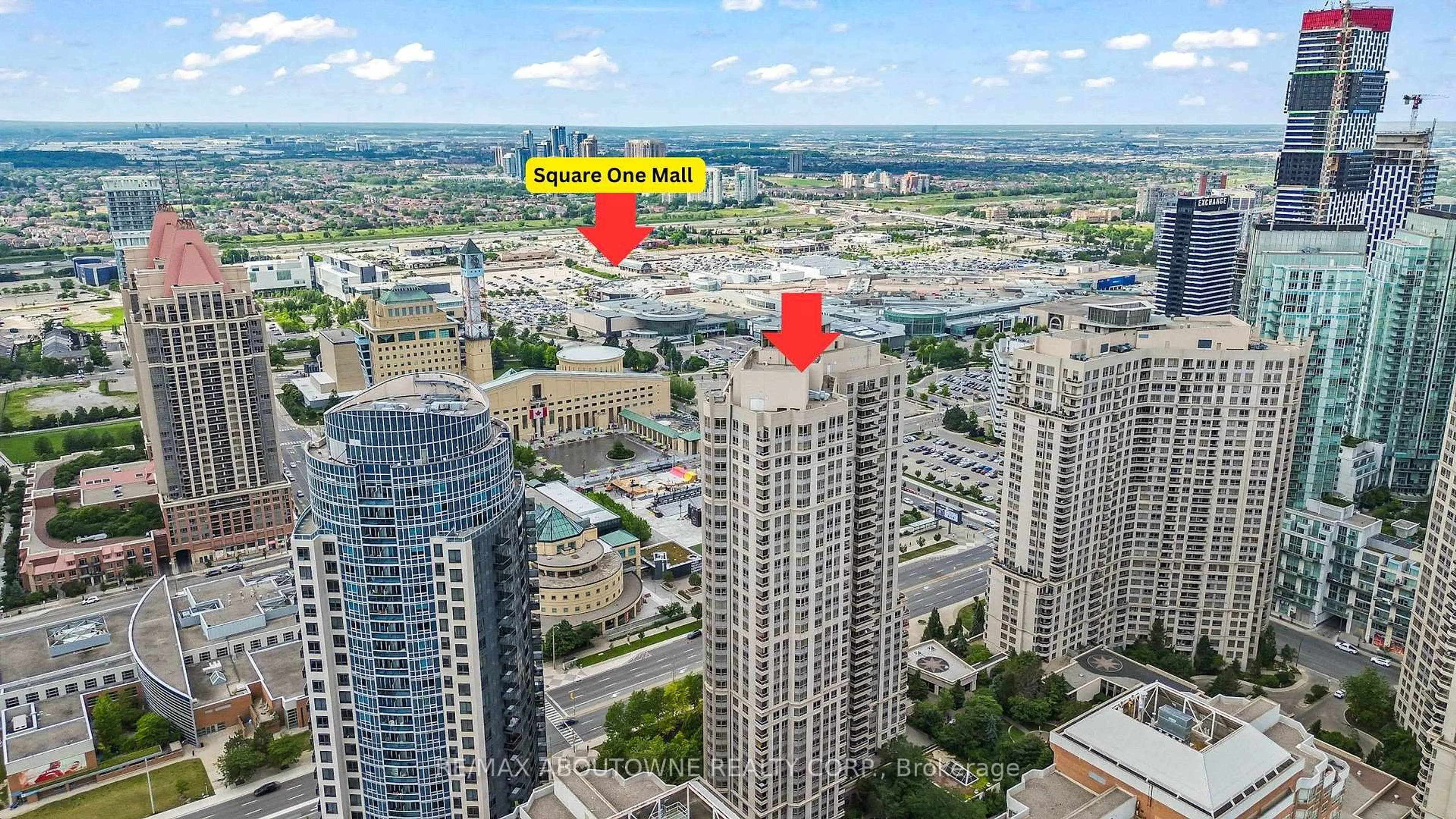 A pic from outside/outdoor area/front of a property/back of a property/a pic from drone, city buildings view from balcony for 310 Burnhamthorpe Rd #401, Mississauga Ontario L5B 4P9