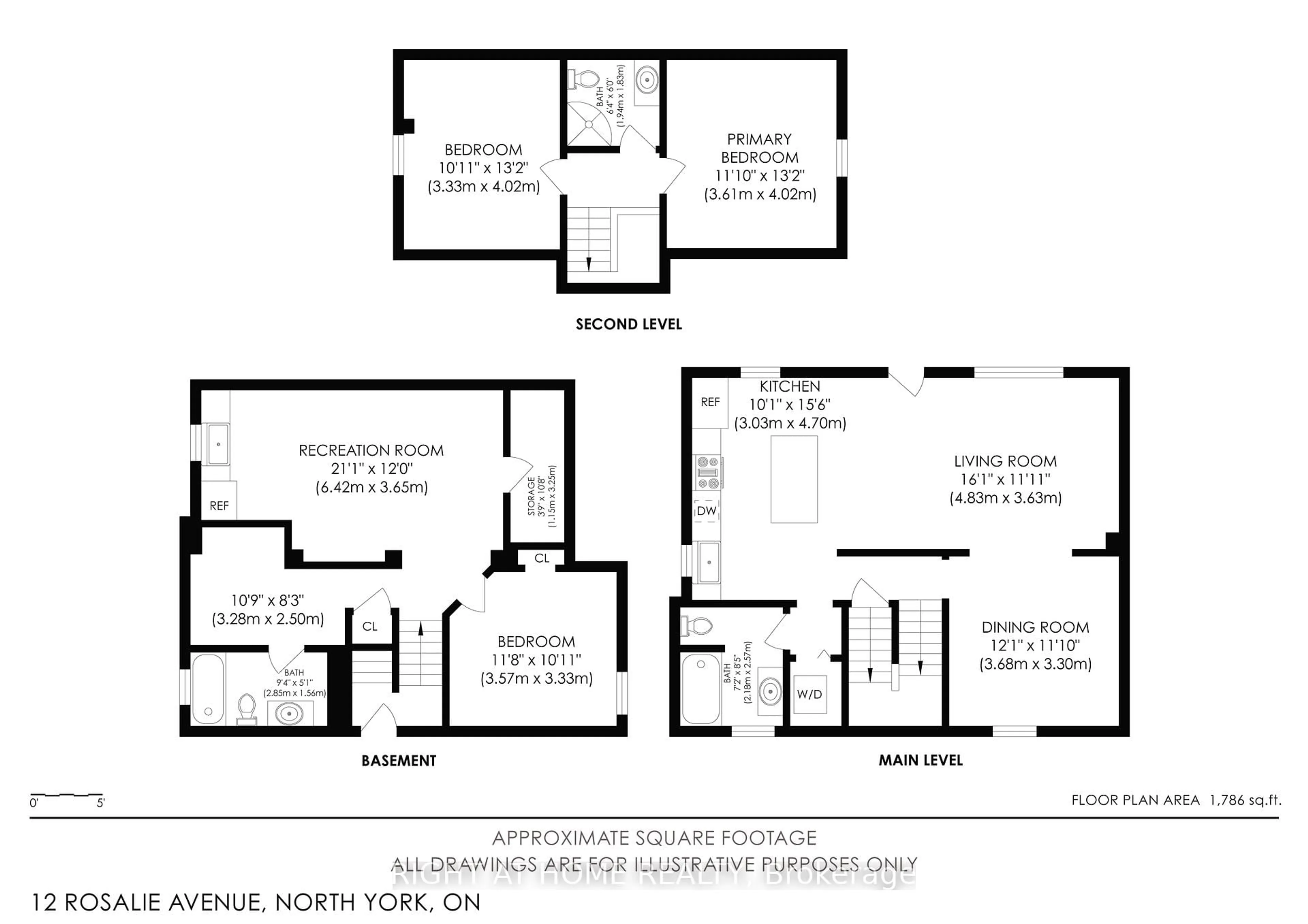 Floor plan for 12 Rosalie Ave, Toronto Ontario M3L 1C5
