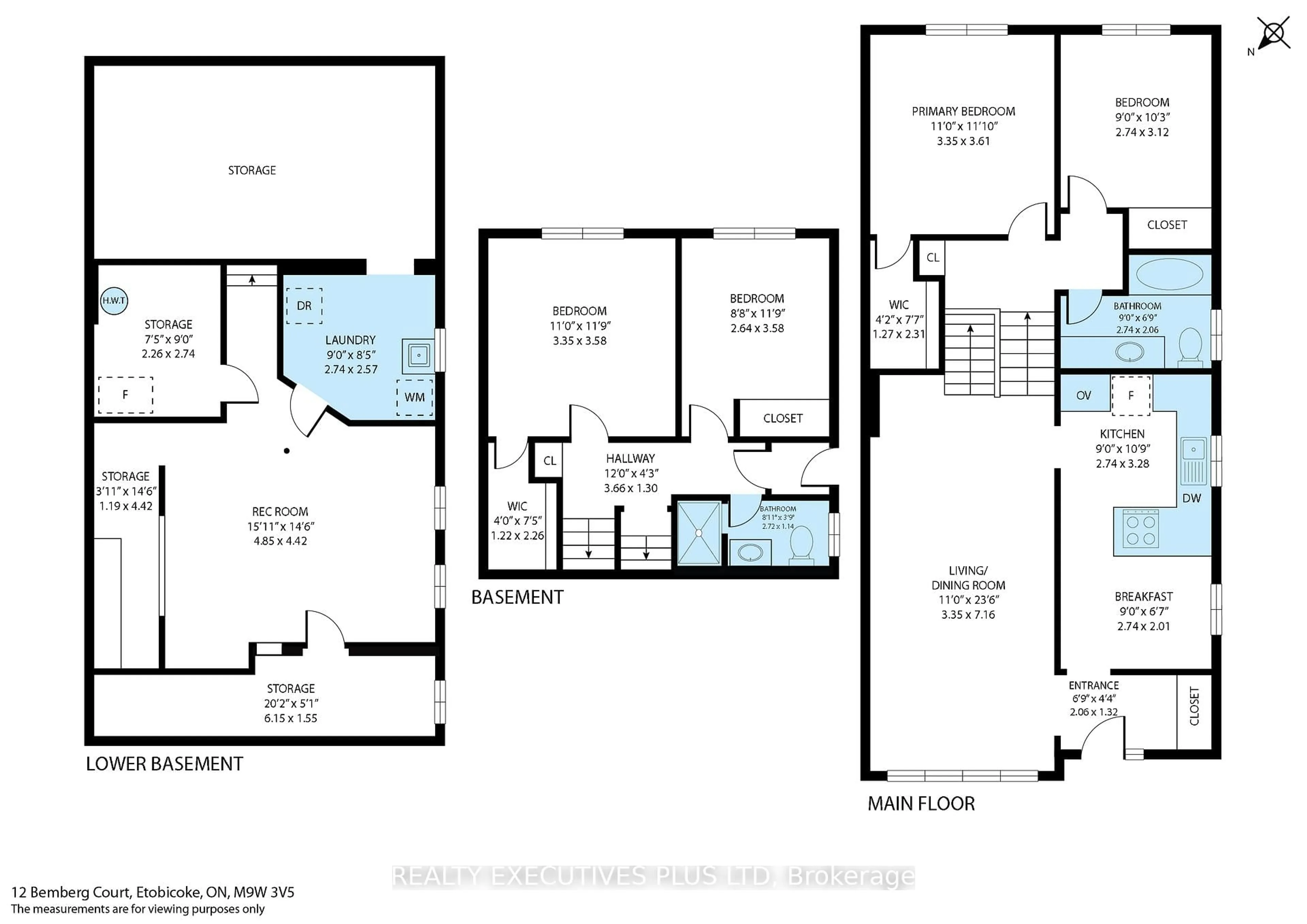 Floor plan for 12 Bemberg Crt, Toronto Ontario M9W 3V5