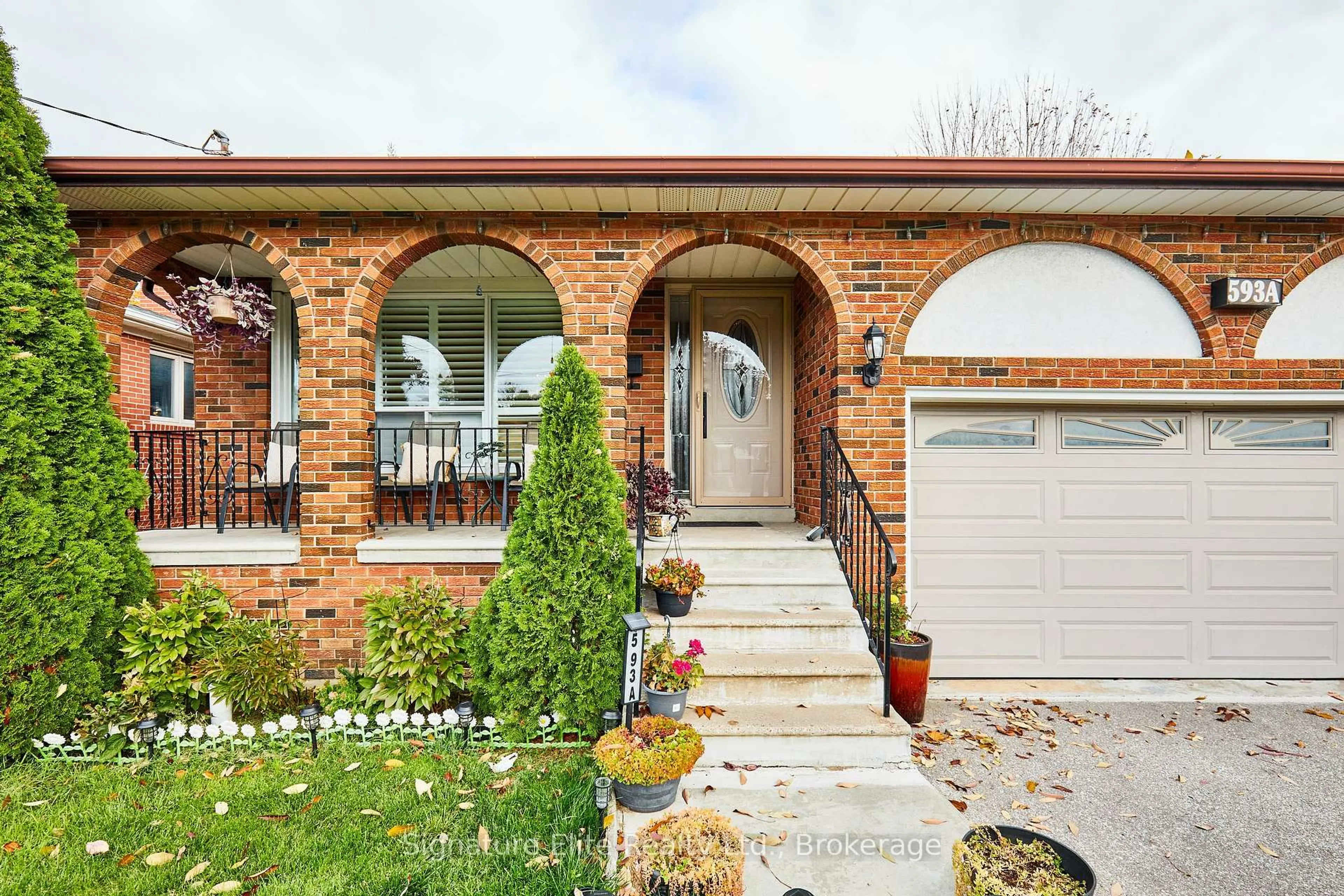 Home with brick exterior material, street for 593A Scarlett Rd, Toronto Ontario M9P 2S6