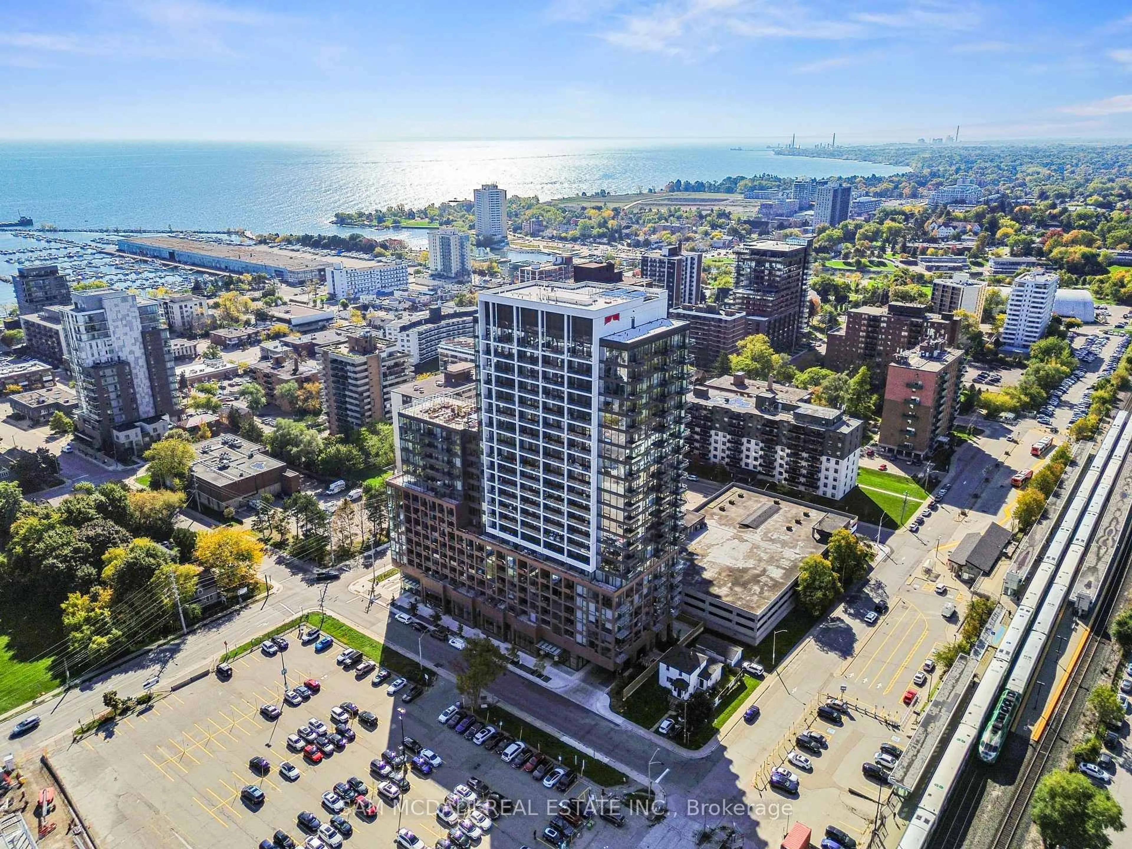 A pic from outside/outdoor area/front of a property/back of a property/a pic from drone, city buildings view from balcony for 28 Ann St #507, Mississauga Ontario L5G 0E1