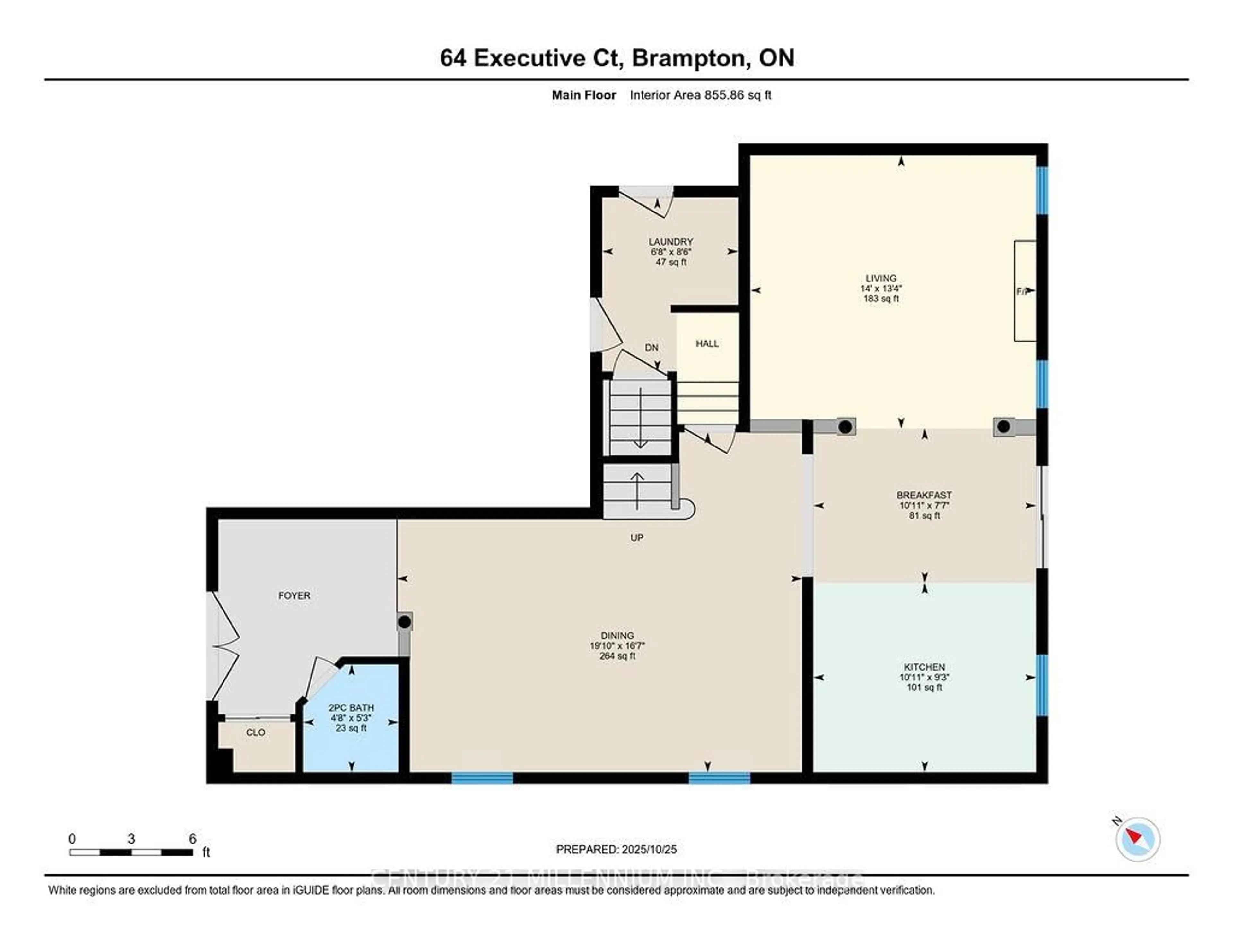Floor plan for 64 Executive Crt, Brampton Ontario L6R 0L5