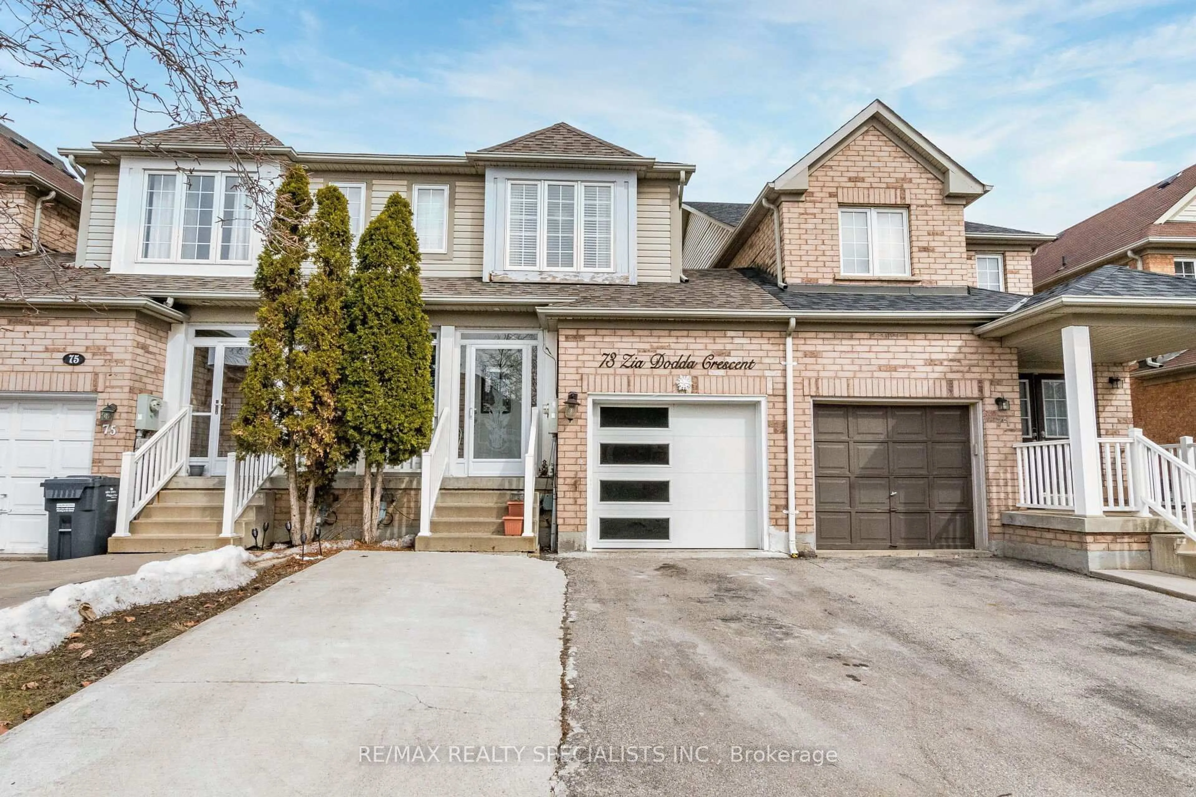 Home with brick exterior material, street for 73 Zia Dodda Cres, Brampton Ontario L6P 1J6