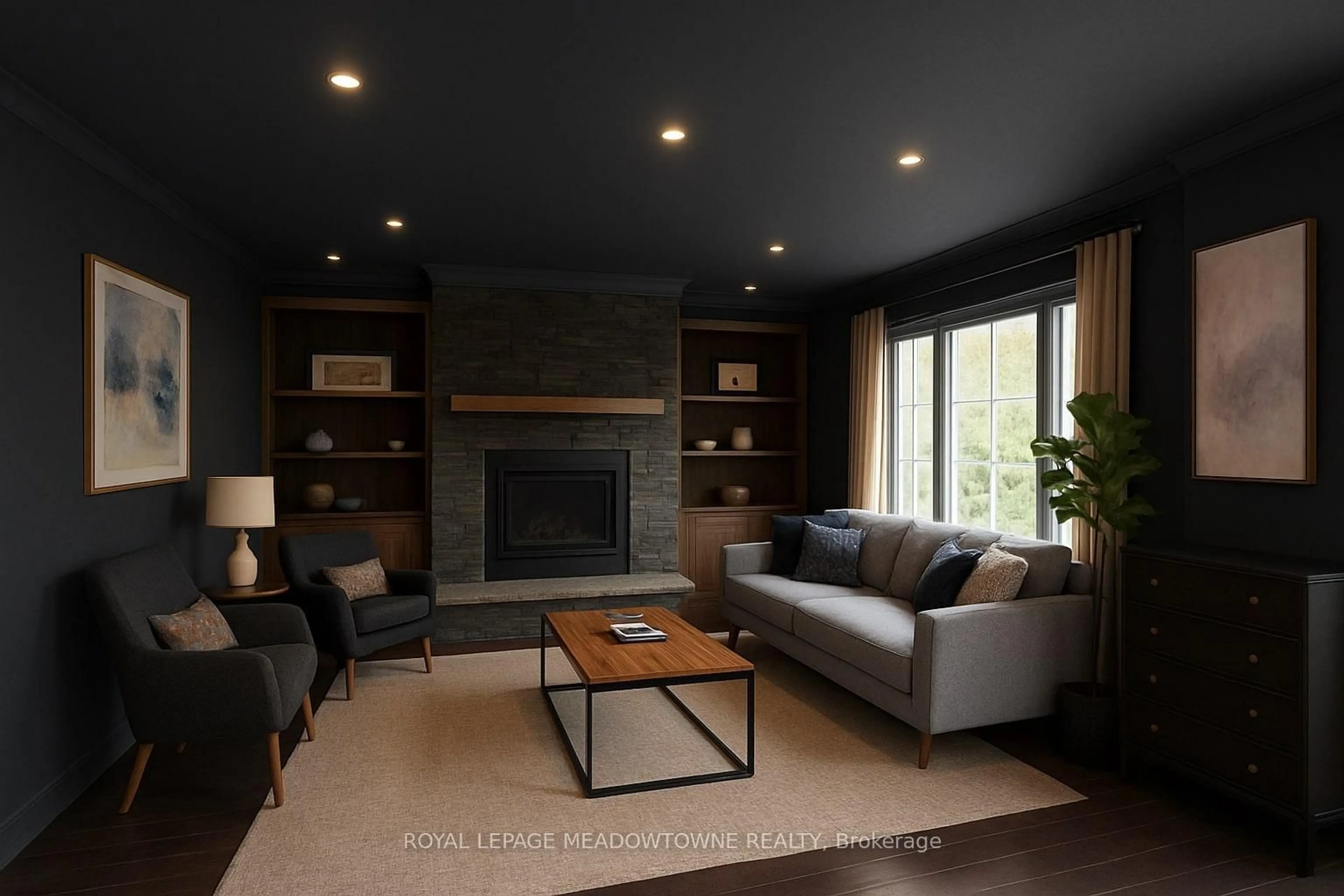 Living room with furniture, wood/laminate floor for 1149 Stanley Dr, Burlington Ontario L7P 2K6