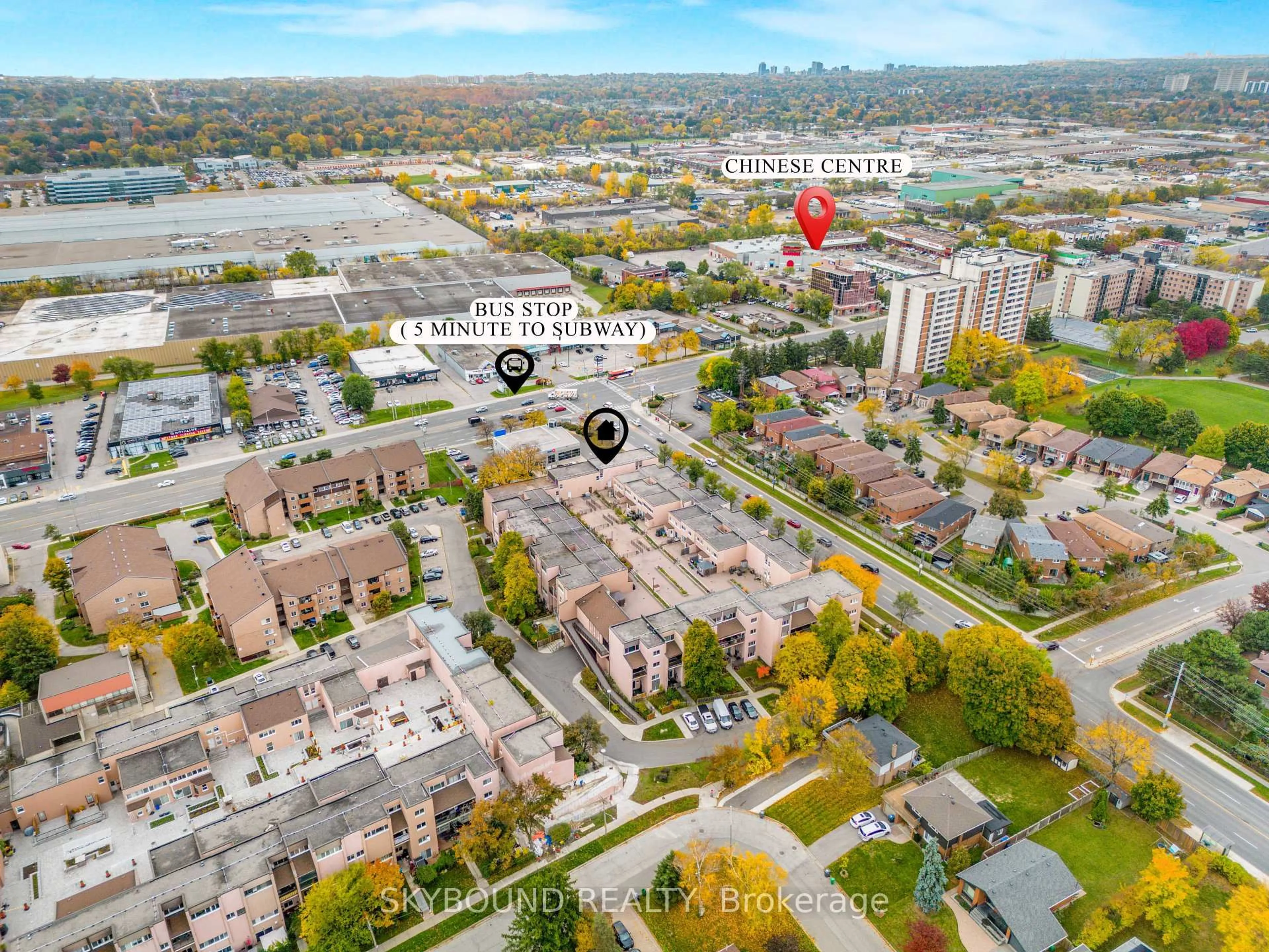A pic from outside/outdoor area/front of a property/back of a property/a pic from drone, city buildings view from balcony for 3055 Tomken Rd #299, Mississauga Ontario L4Y 3X9