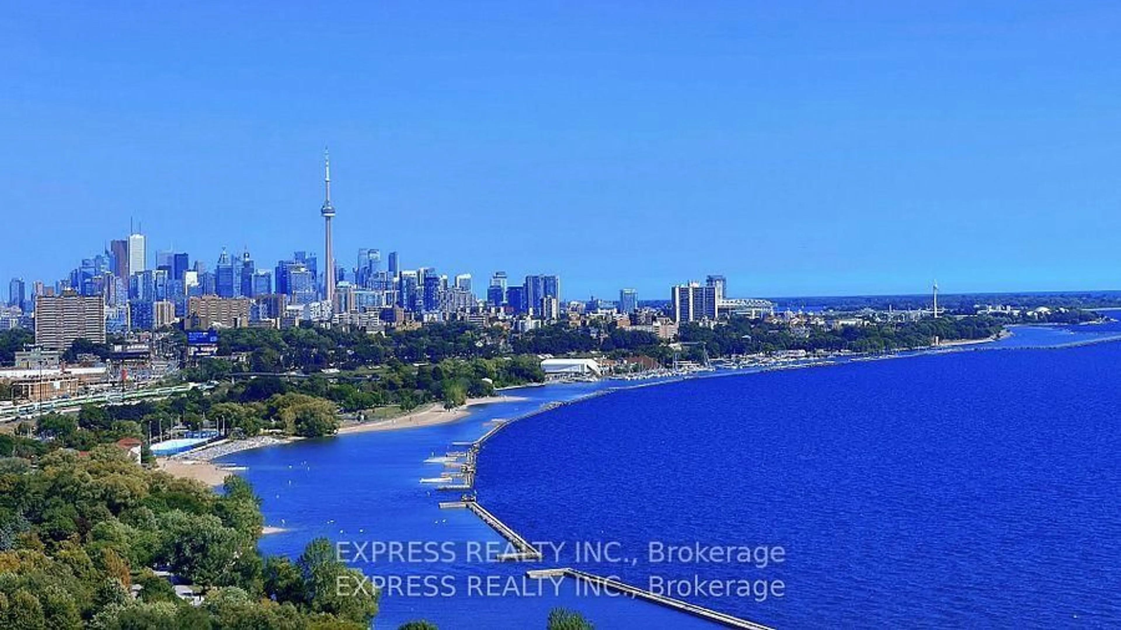 A pic from outside/outdoor area/front of a property/back of a property/a pic from drone, water/lake/river/ocean view for 1926 Lake Shore Blvd #2807, Toronto Ontario M6S 0B1