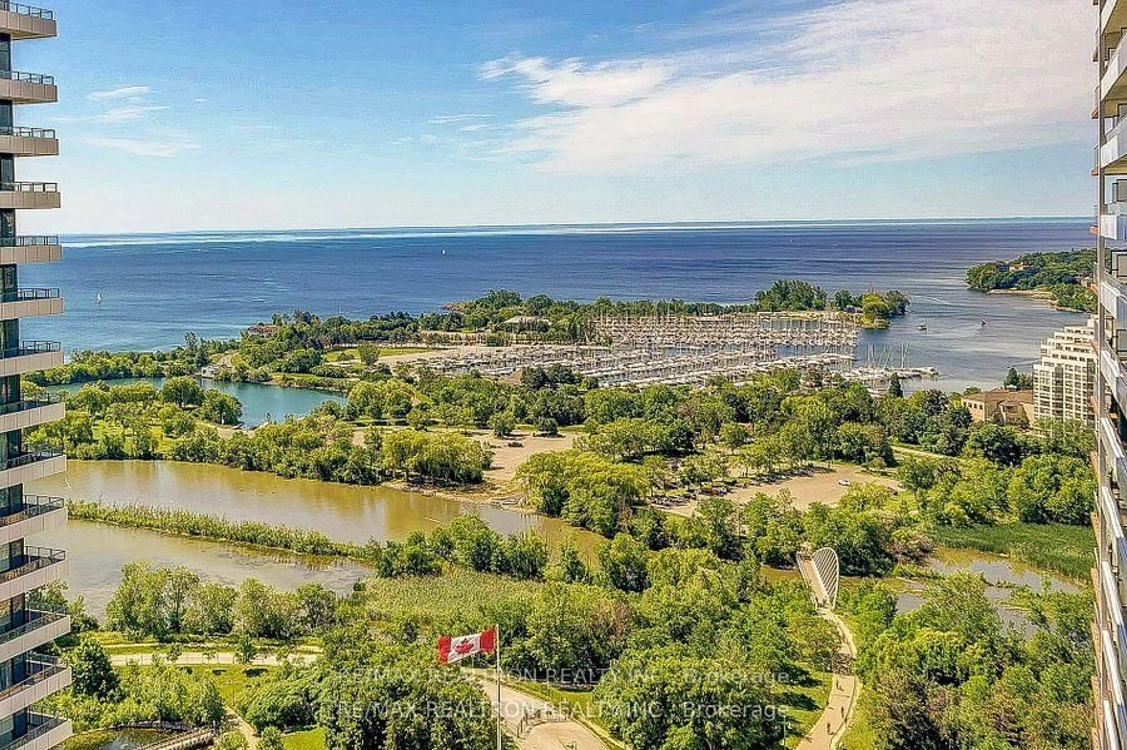 A pic from outside/outdoor area/front of a property/back of a property/a pic from drone, water/lake/river/ocean view for 33 Shore Breeze Dr #2501, Toronto Ontario M8V 0G1