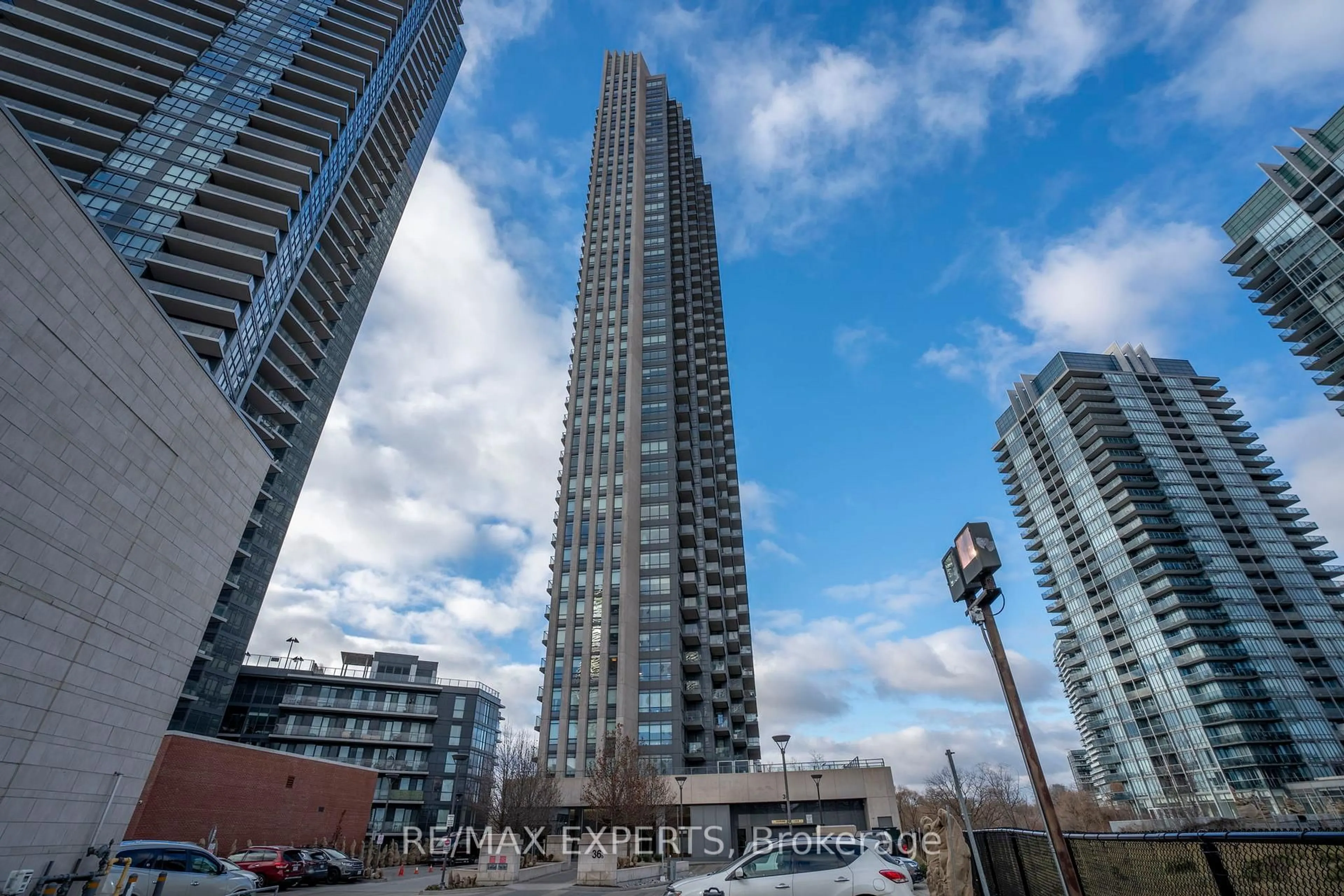 A pic from outside/outdoor area/front of a property/back of a property/a pic from drone, city buildings view from balcony for 36 Park Lawn Rd #2308, Toronto Ontario M8V 0E5