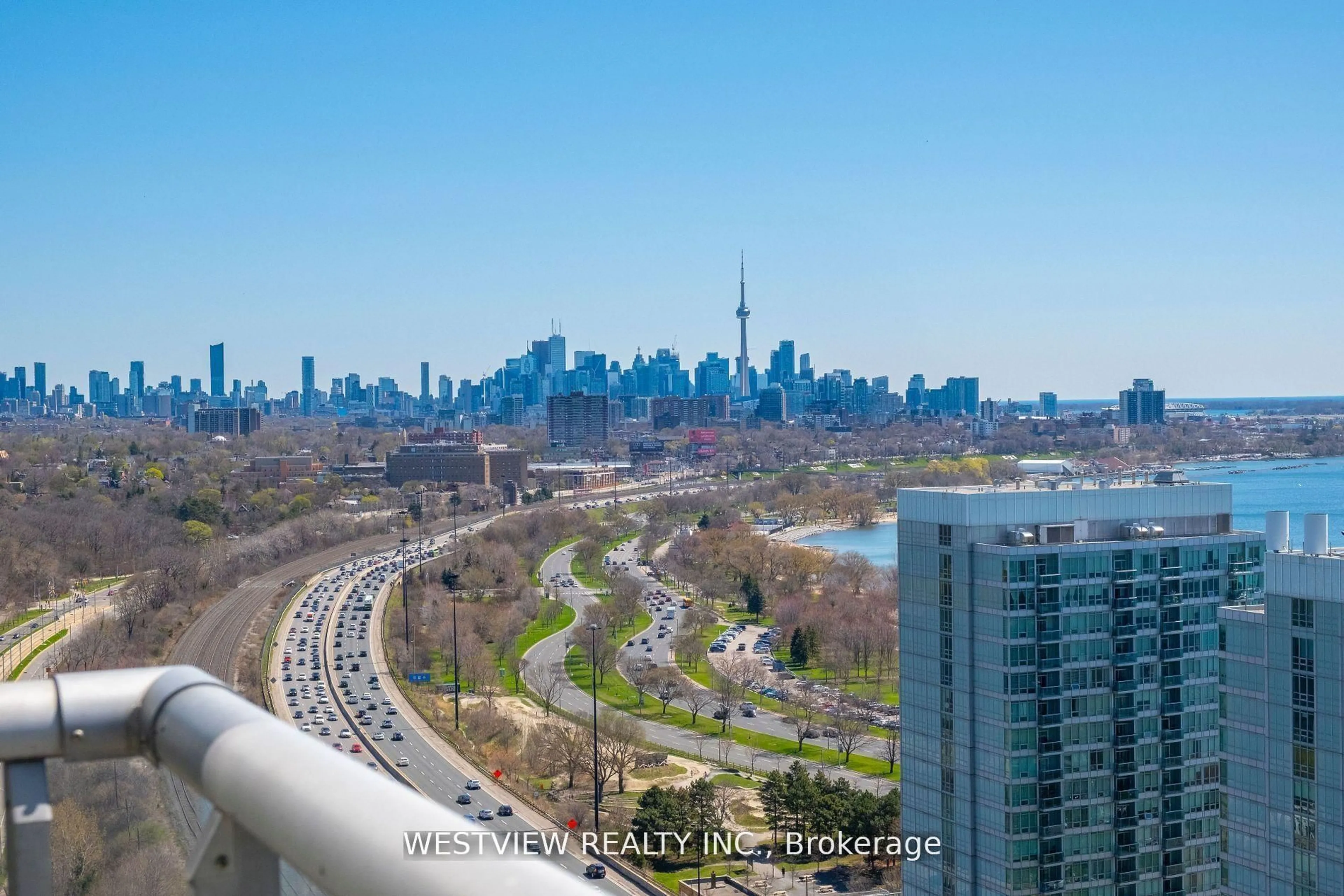 A pic from outside/outdoor area/front of a property/back of a property/a pic from drone, city buildings view from balcony for 15 Windermere Ave #2610, Toronto Ontario M6S 5A2