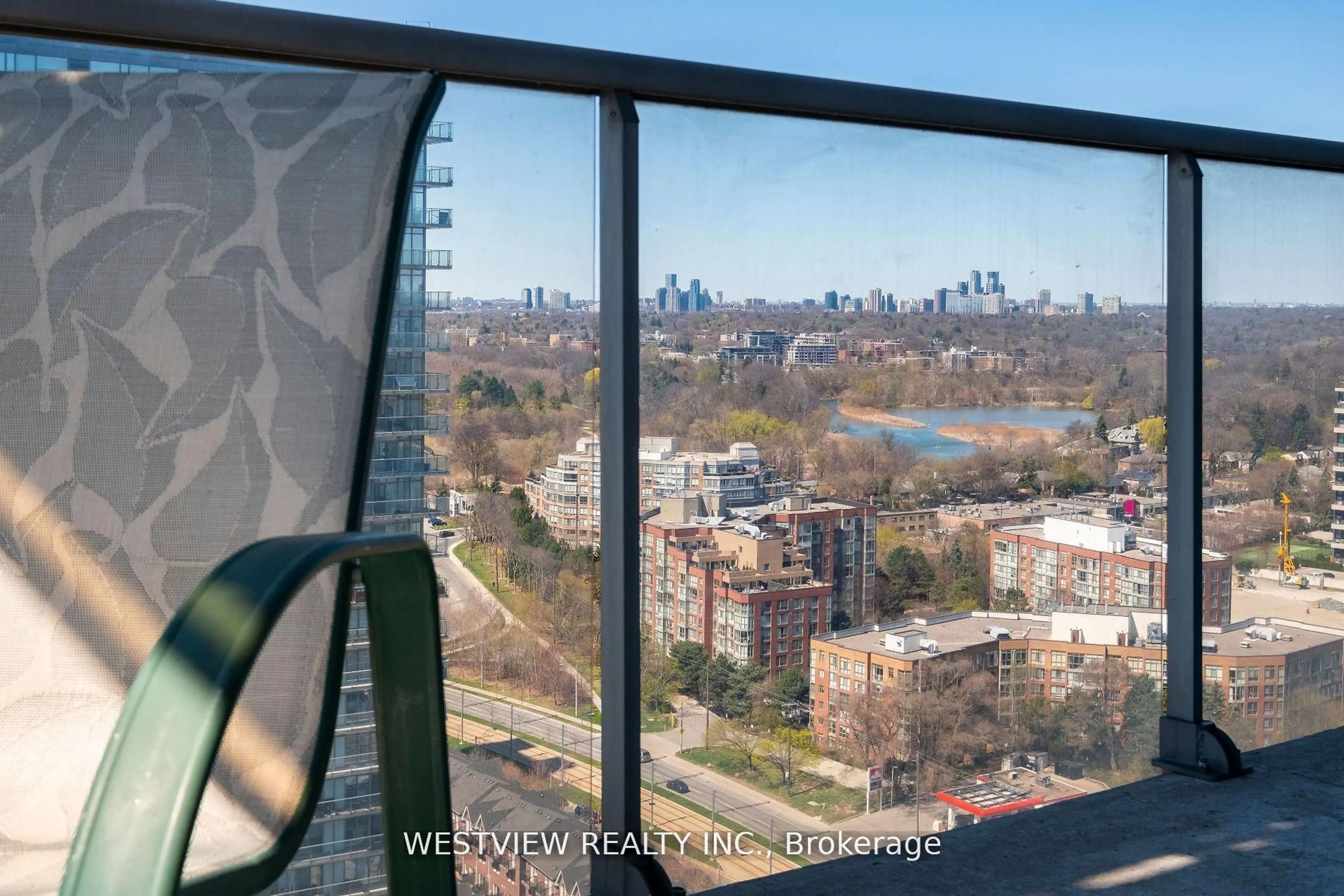 Balcony in the apartment, city buildings view from balcony for 15 Windermere Ave #2610, Toronto Ontario M6S 5A2