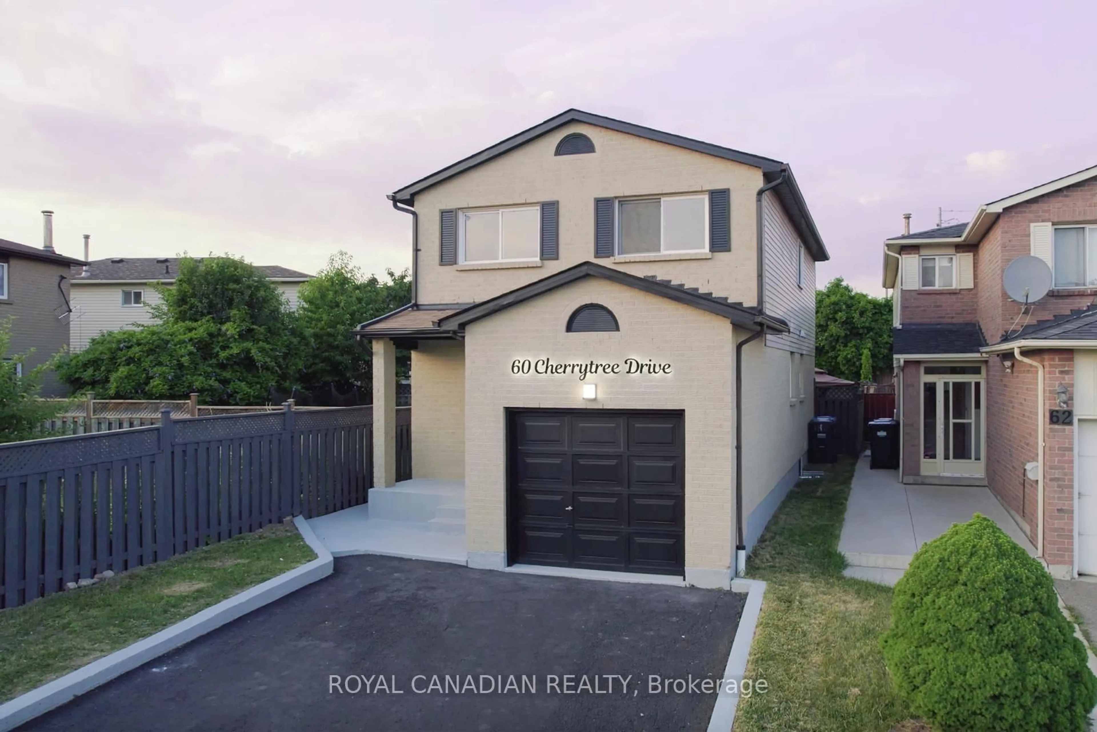 A pic from outside/outdoor area/front of a property/back of a property/a pic from drone, street for 60 Cherrytree Dr, Brampton Ontario L6Y 3P5