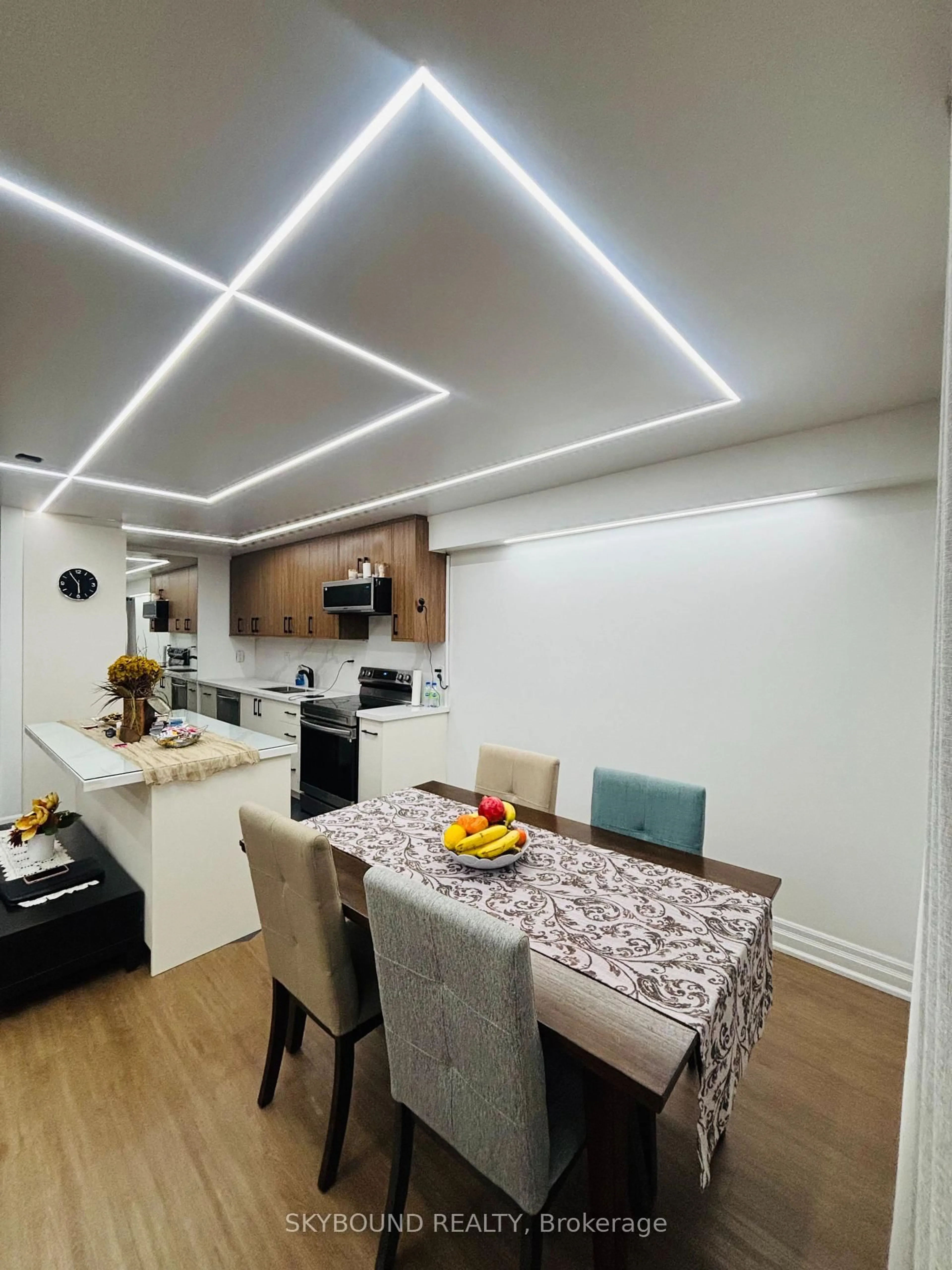 Open concept kitchen, wood/laminate floor for 451 The West Mall #602, Toronto Ontario M9C 1G1