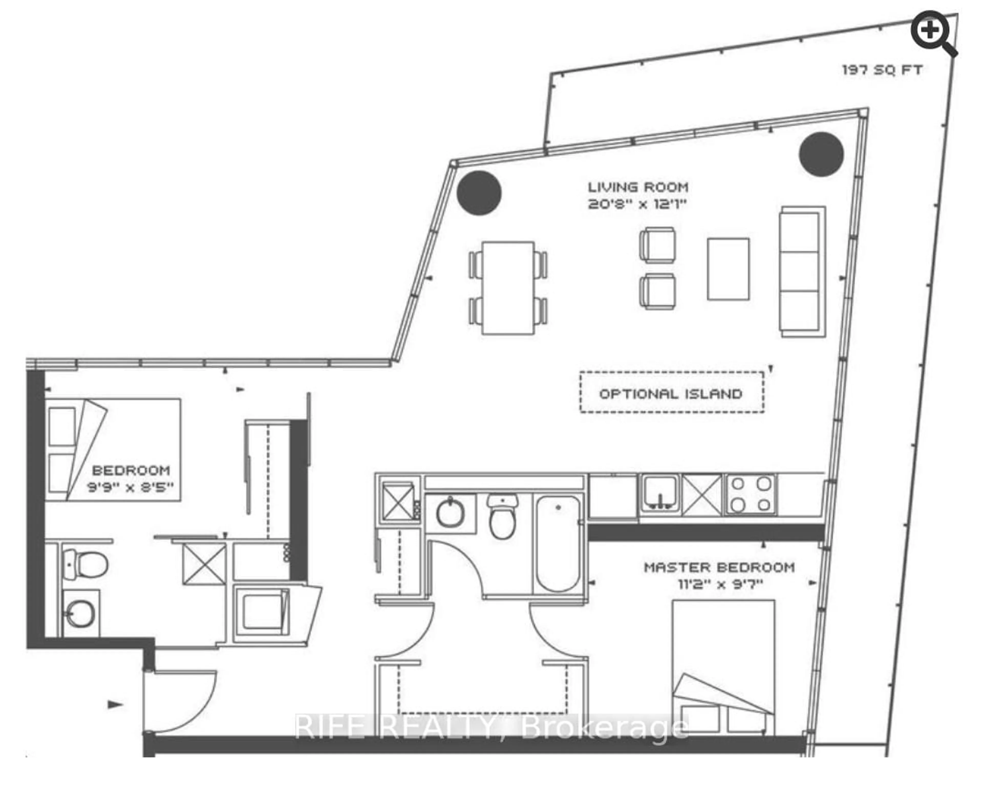 Floor plan for 103 The Queensway Ave #2512, Toronto Ontario M6S 5B3