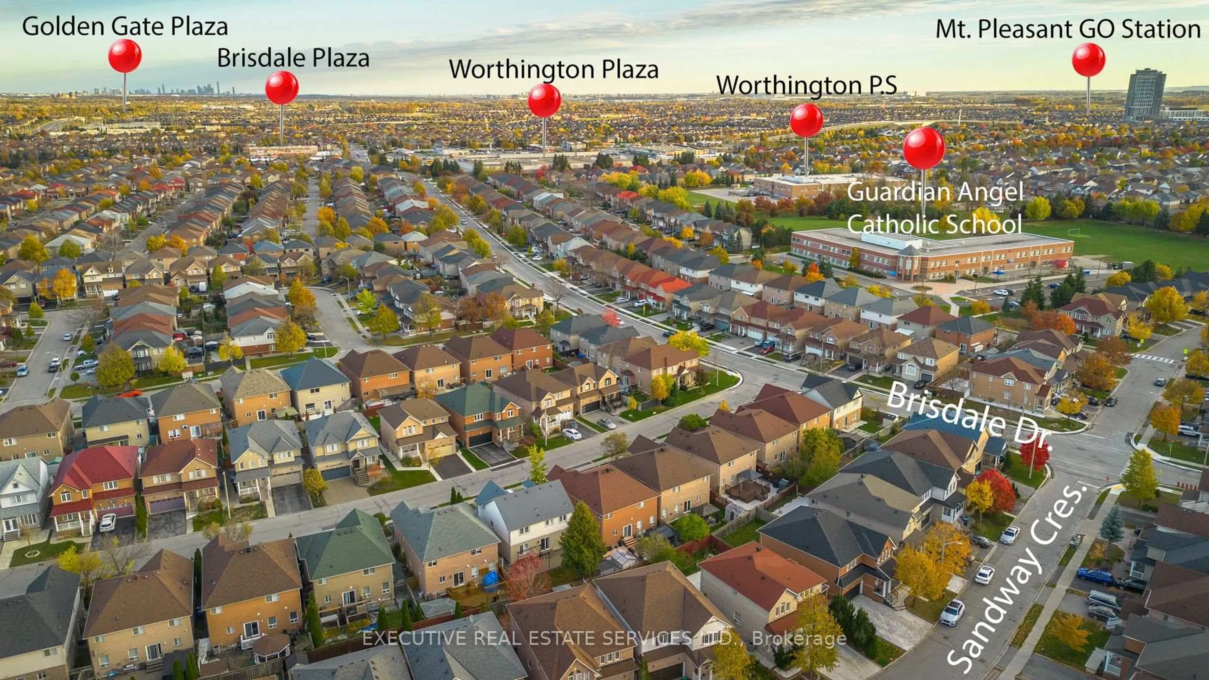A pic from outside/outdoor area/front of a property/back of a property/a pic from drone, street for 16 Sandway Dr, Brampton Ontario L7A 2T9