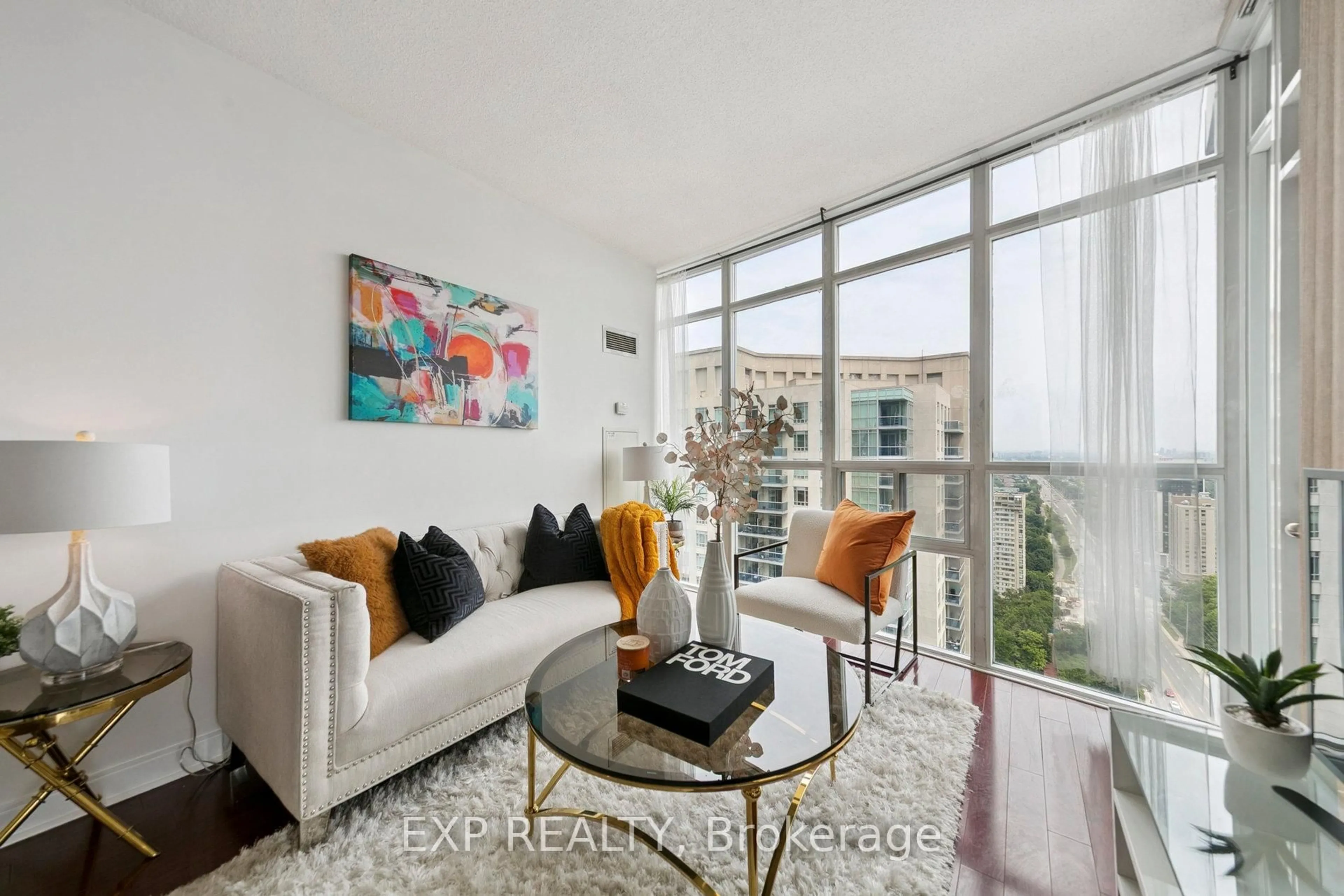 Living room with furniture, unknown for 70 Absolute Ave #2603, Mississauga Ontario L4Z 0A4