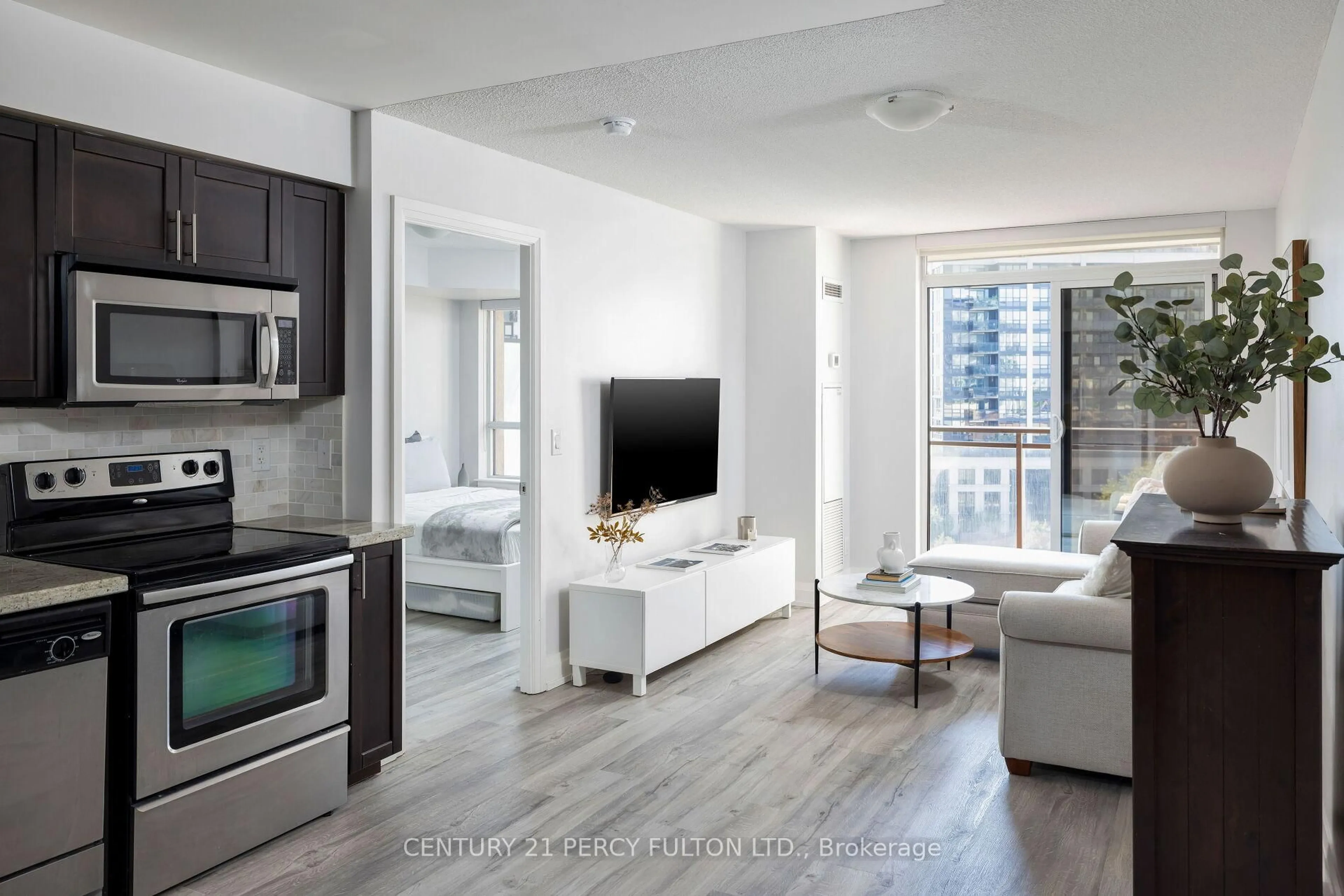 Living room with furniture, unknown for 1 De Boers Dr #801, Toronto Ontario M3J 0G6