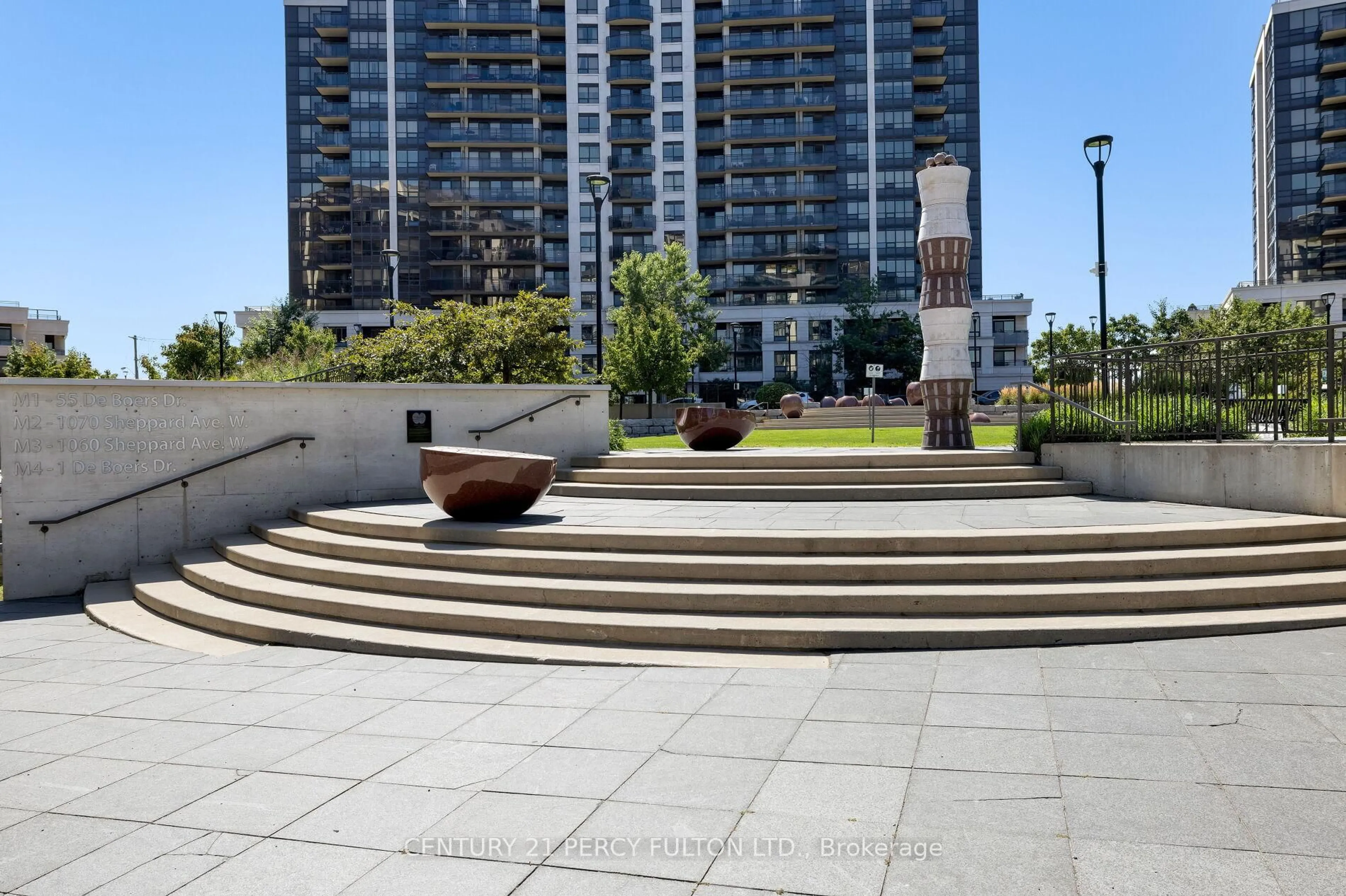 Patio, city buildings view from balcony for 1 De Boers Dr #801, Toronto Ontario M3J 0G6
