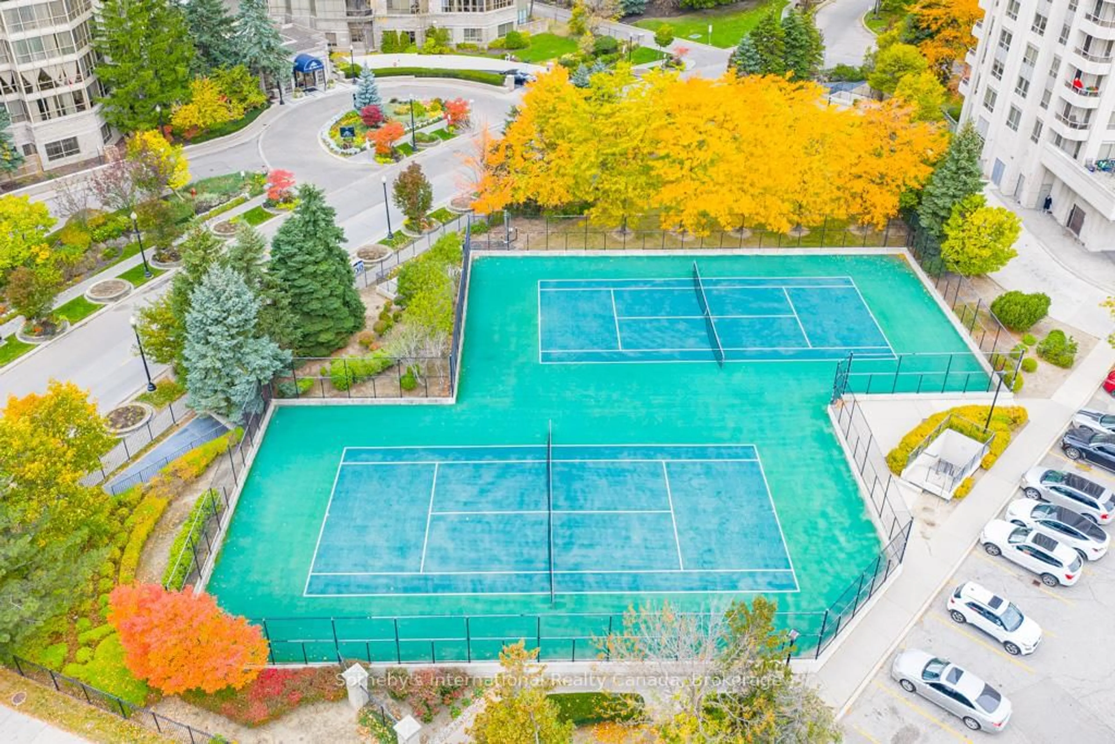 A pic from outside/outdoor area/front of a property/back of a property/a pic from drone, city buildings view from balcony for 25 Kingsbridge Garden Circ #222, Mississauga Ontario L5R 4B1