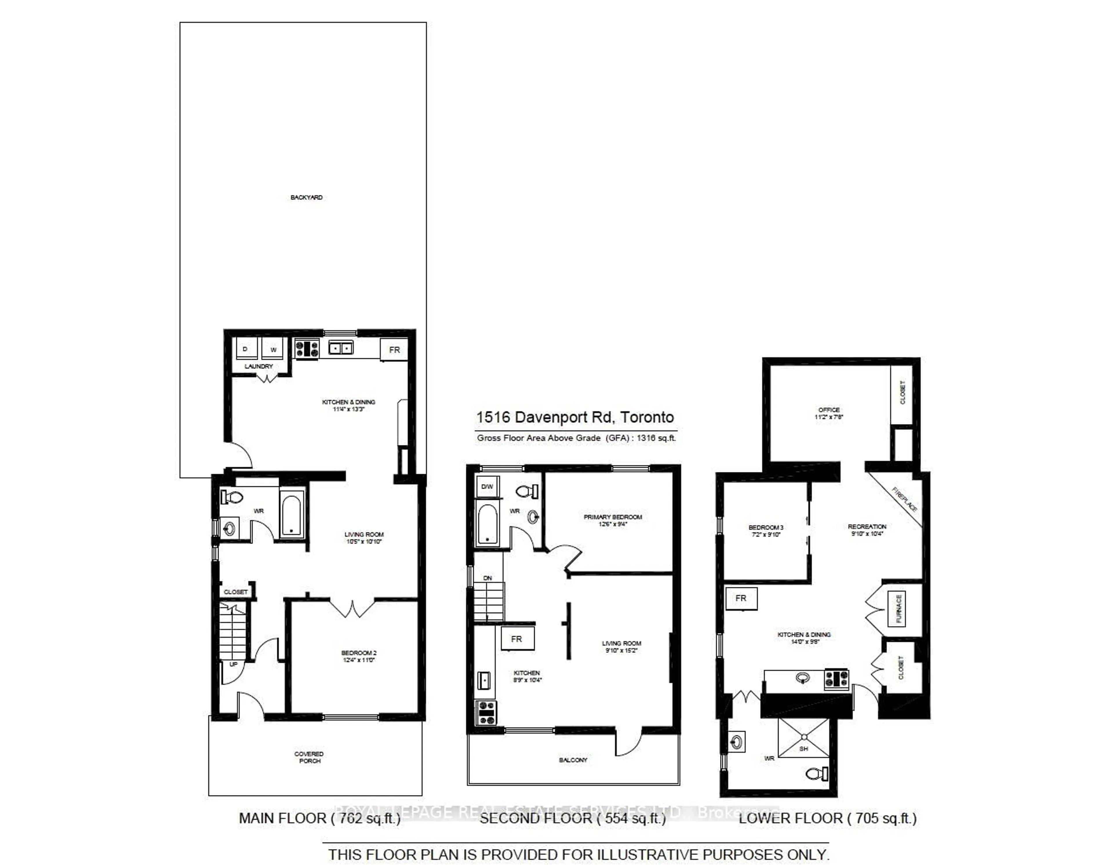 Floor plan for 1516 Davenport Rd, Toronto Ontario M6H 2H8