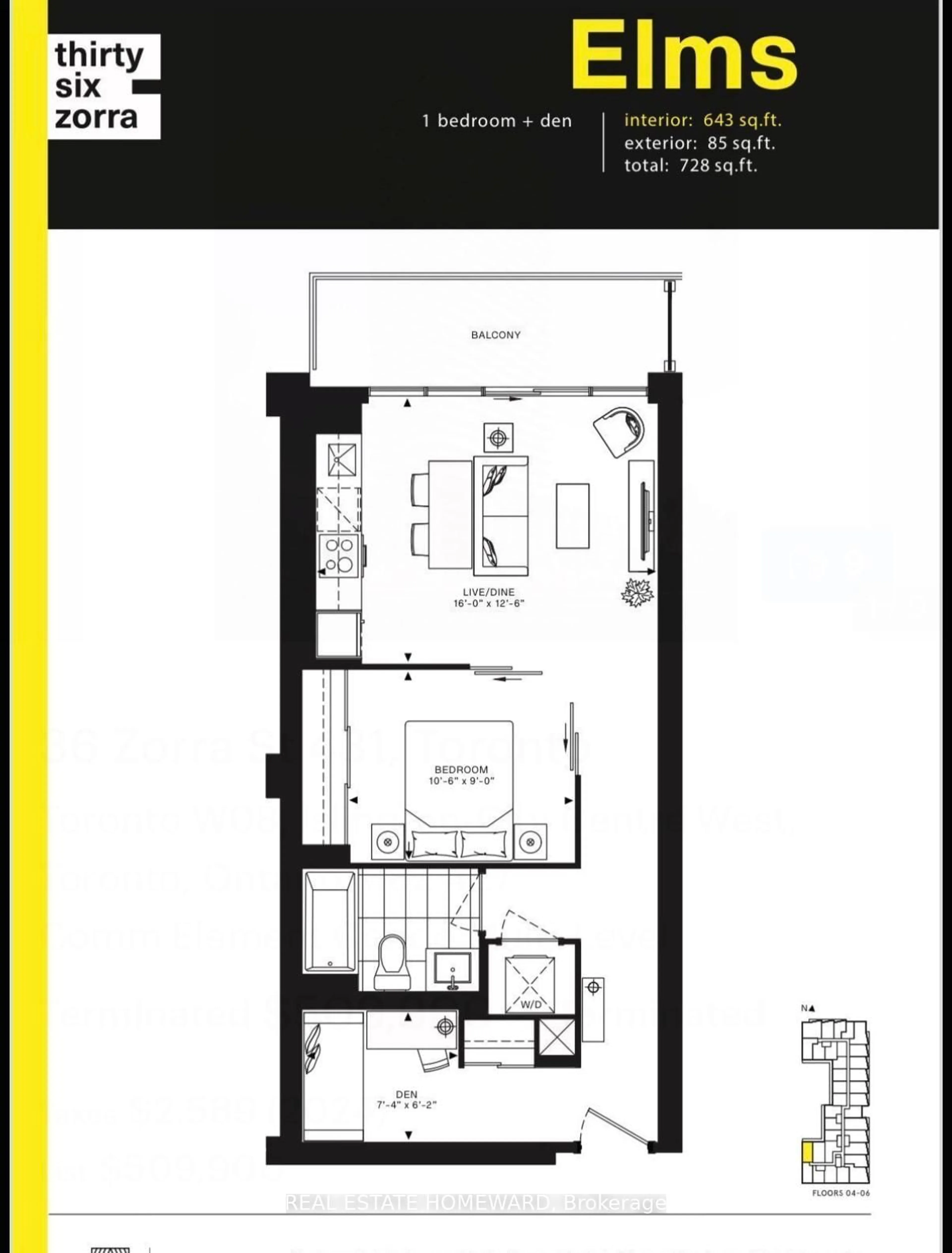 Floor plan for 36 Zorra St #431, Toronto Ontario M8Z 4Z7