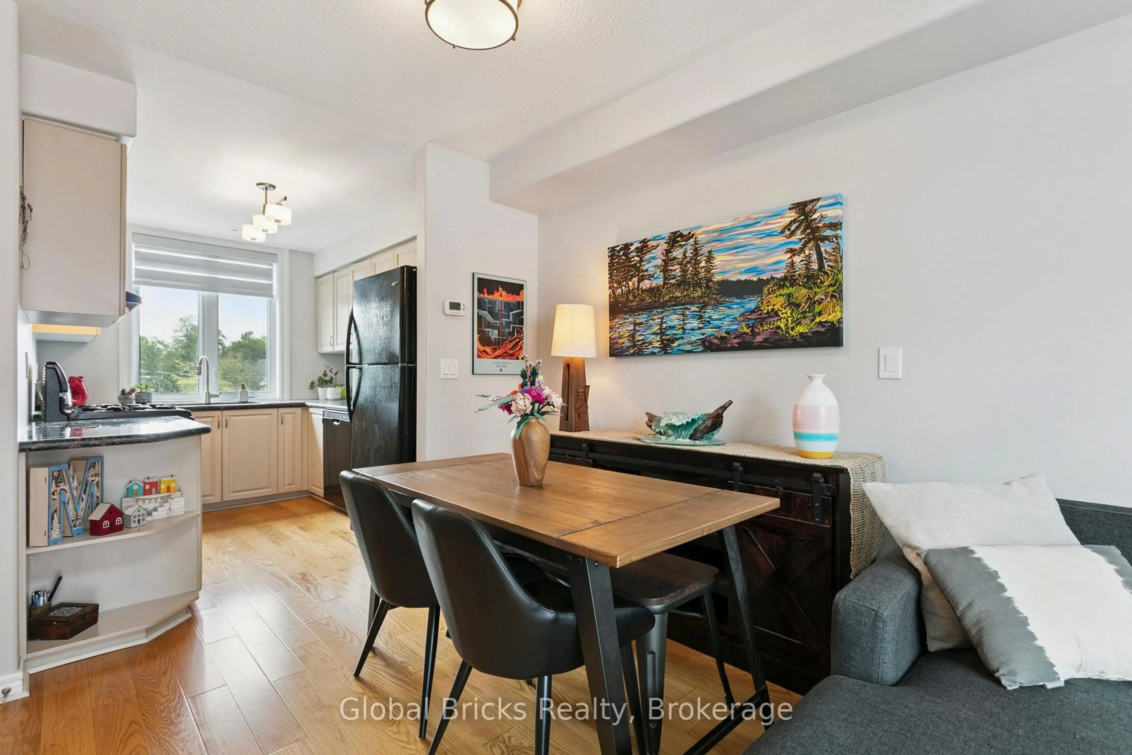 Open concept kitchen, wood/laminate floor for 3400 Lake Shore Blvd #203, Toronto Ontario M8W 1N2