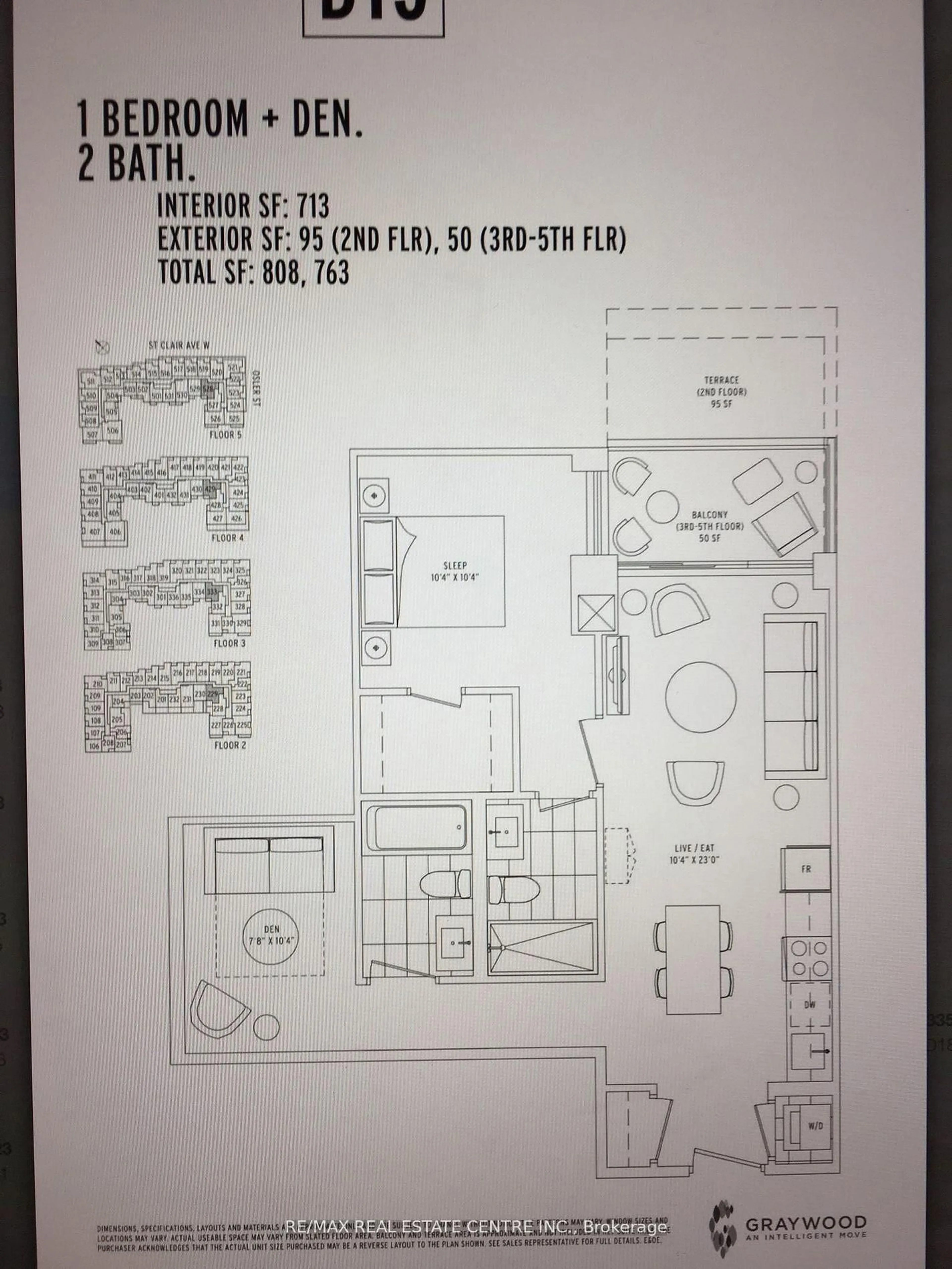 Floor plan for 1787 St.  Clair W Ave #429, Toronto Ontario M6N 0B7