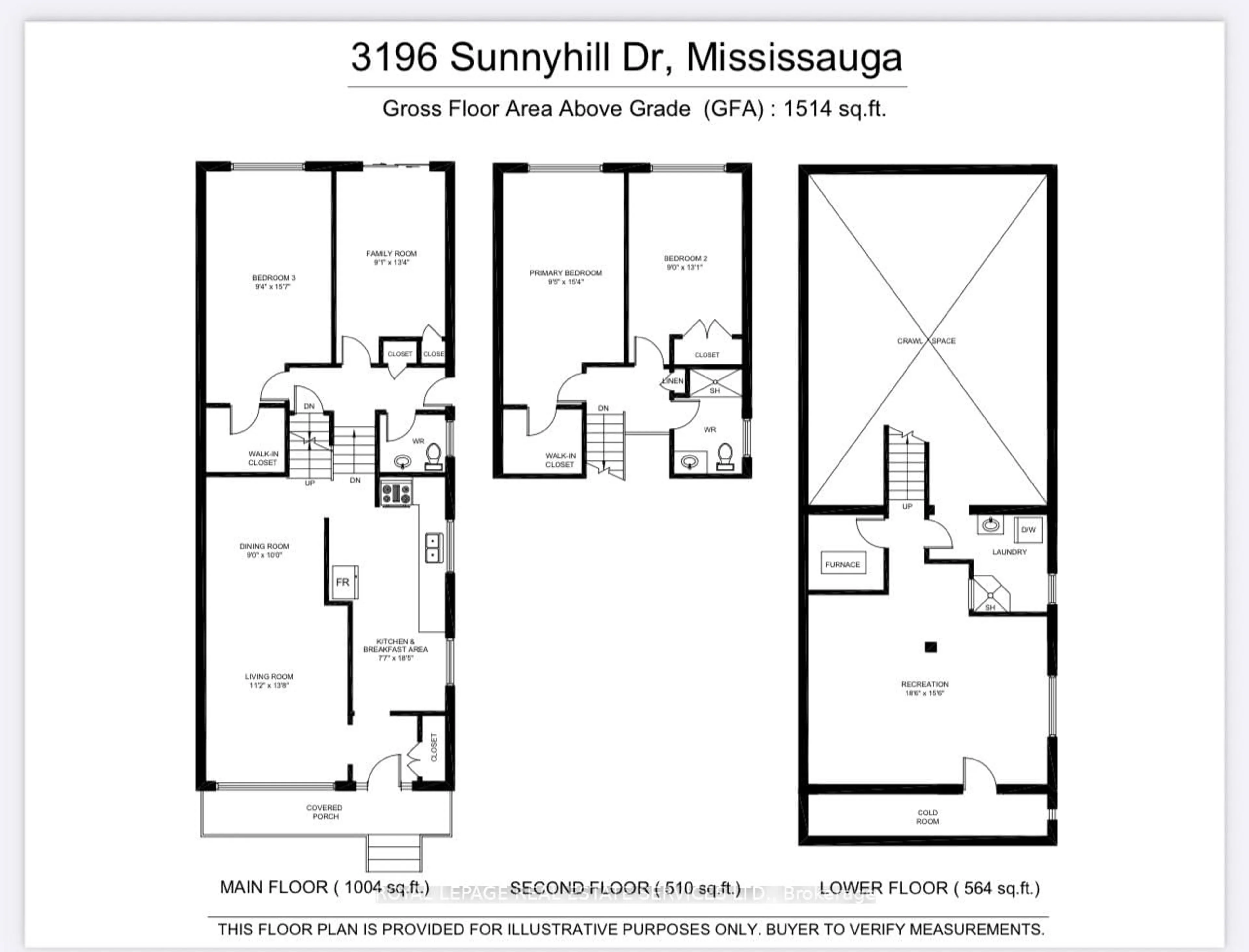 Floor plan for 3196 Sunnyhill Dr, Mississauga Ontario L4X 2K4