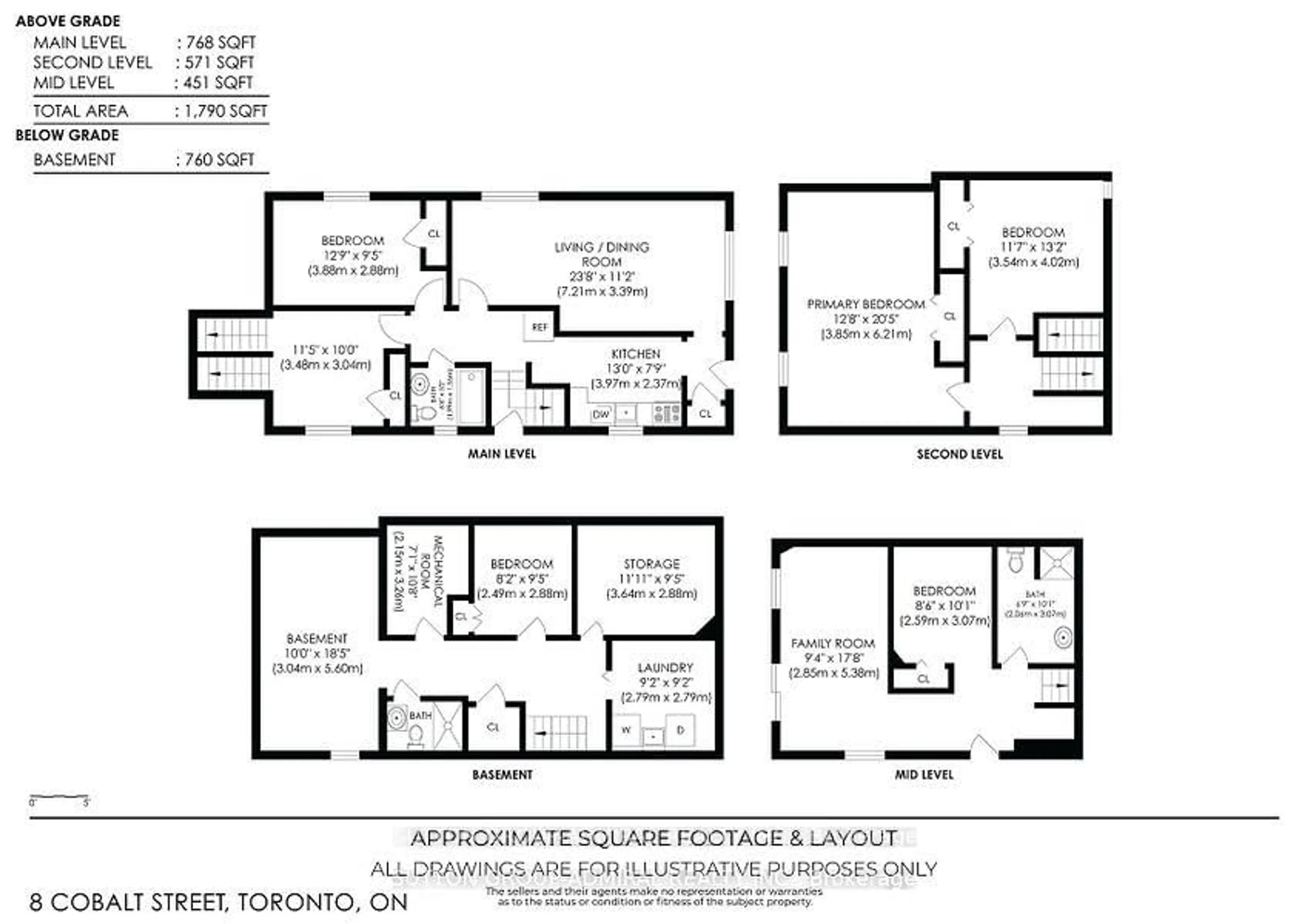Floor plan for 8 Cobalt St, Toronto Ontario M6M 2K2